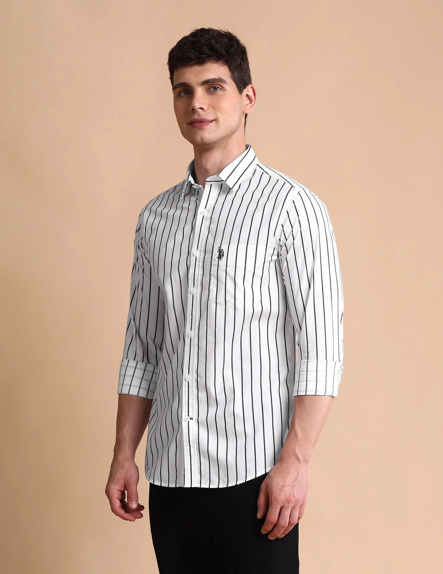 Vertical Striped Tailored Fit Shirt - Image 4