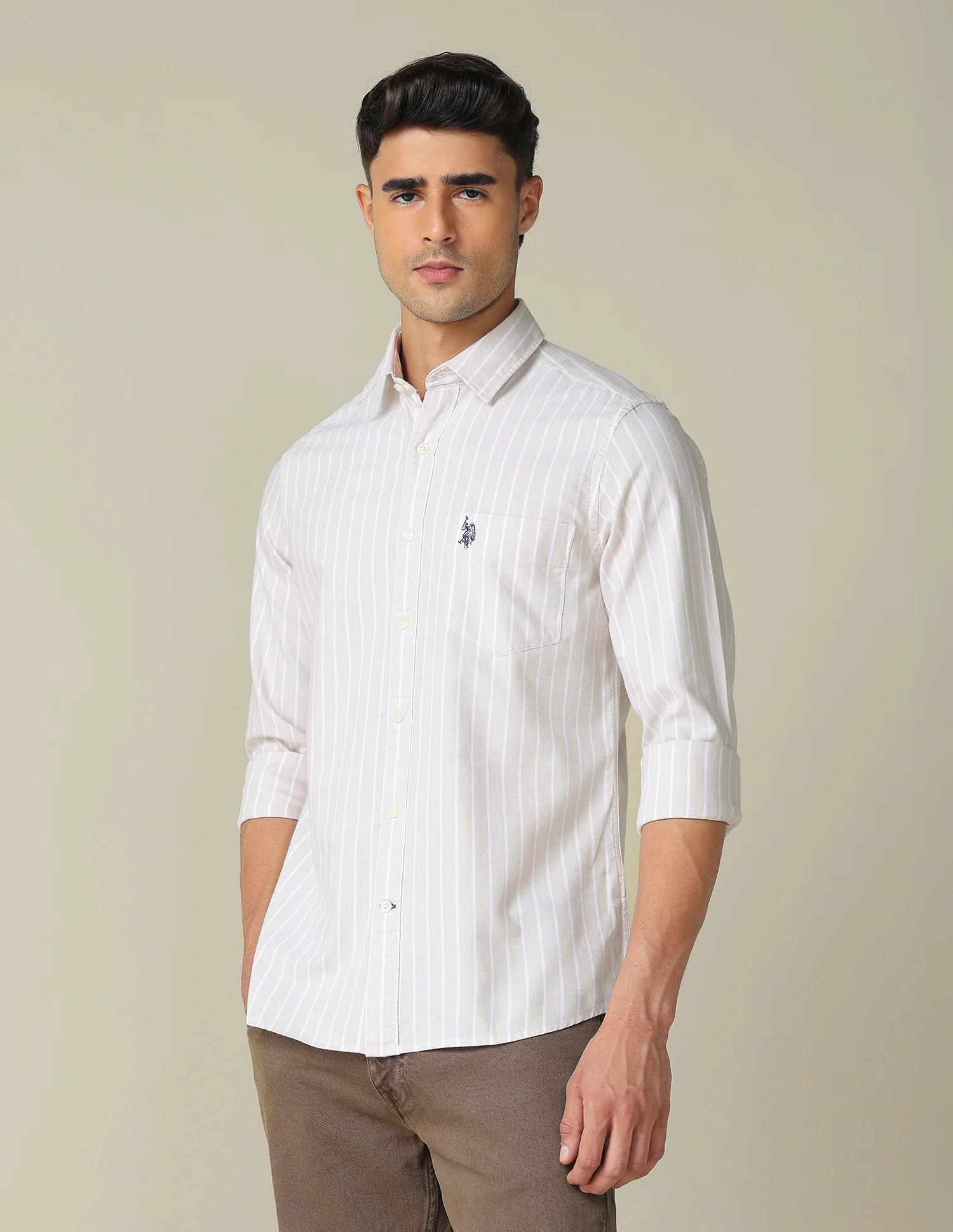 Vertical Striped Tailored Fit Shirt - Image 4