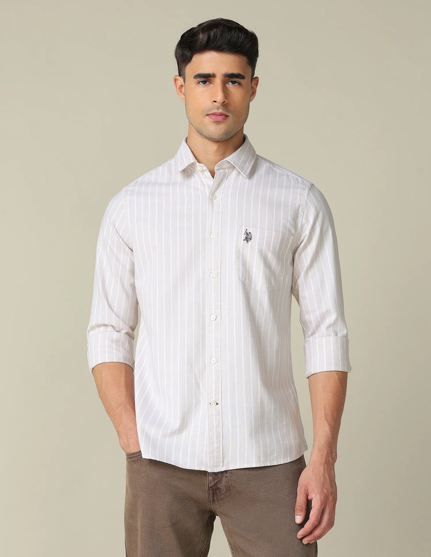 Vertical Striped Tailored Fit Shirt - Image 6