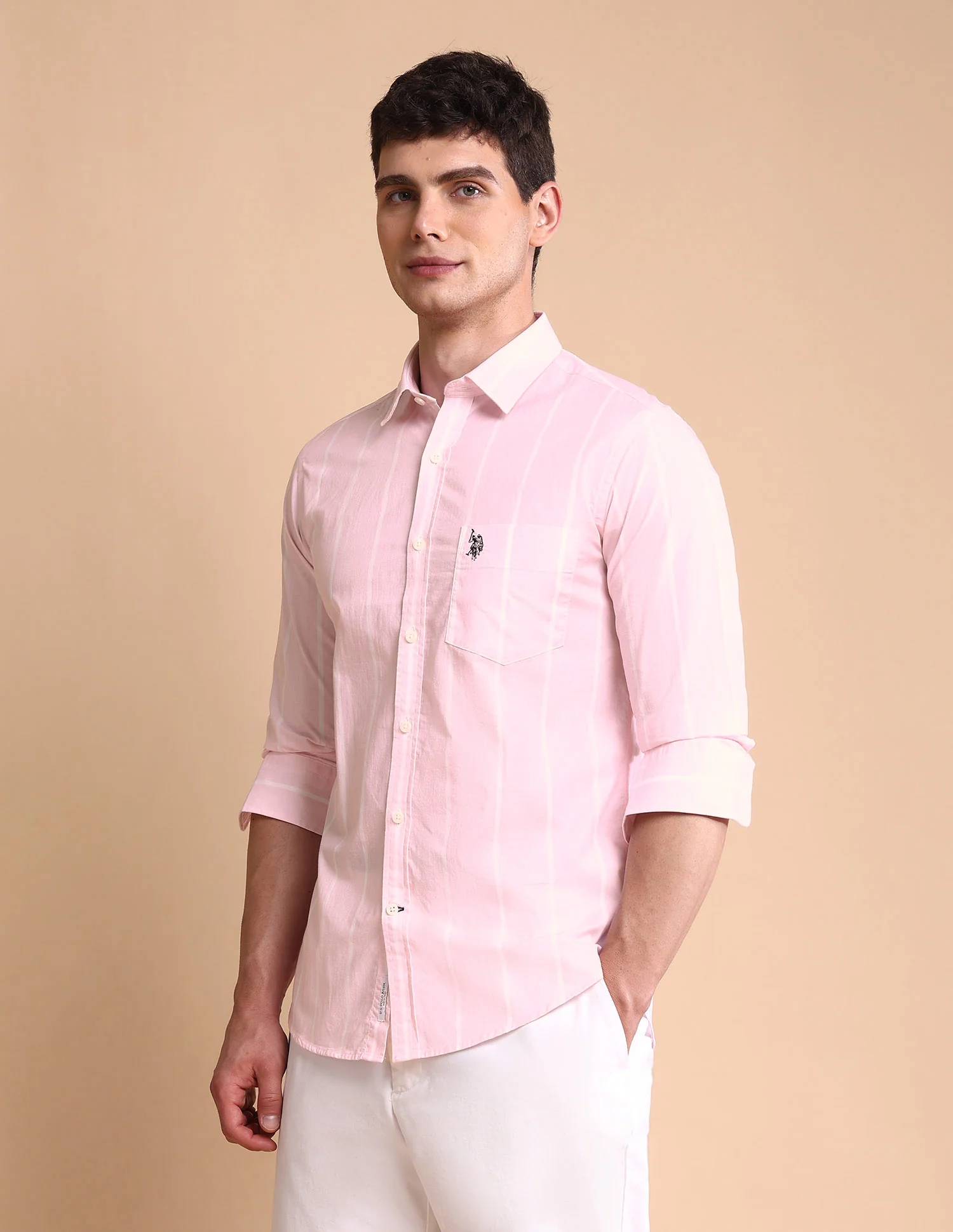 Vertical Striped Tailored Fit Shirt - Image 4