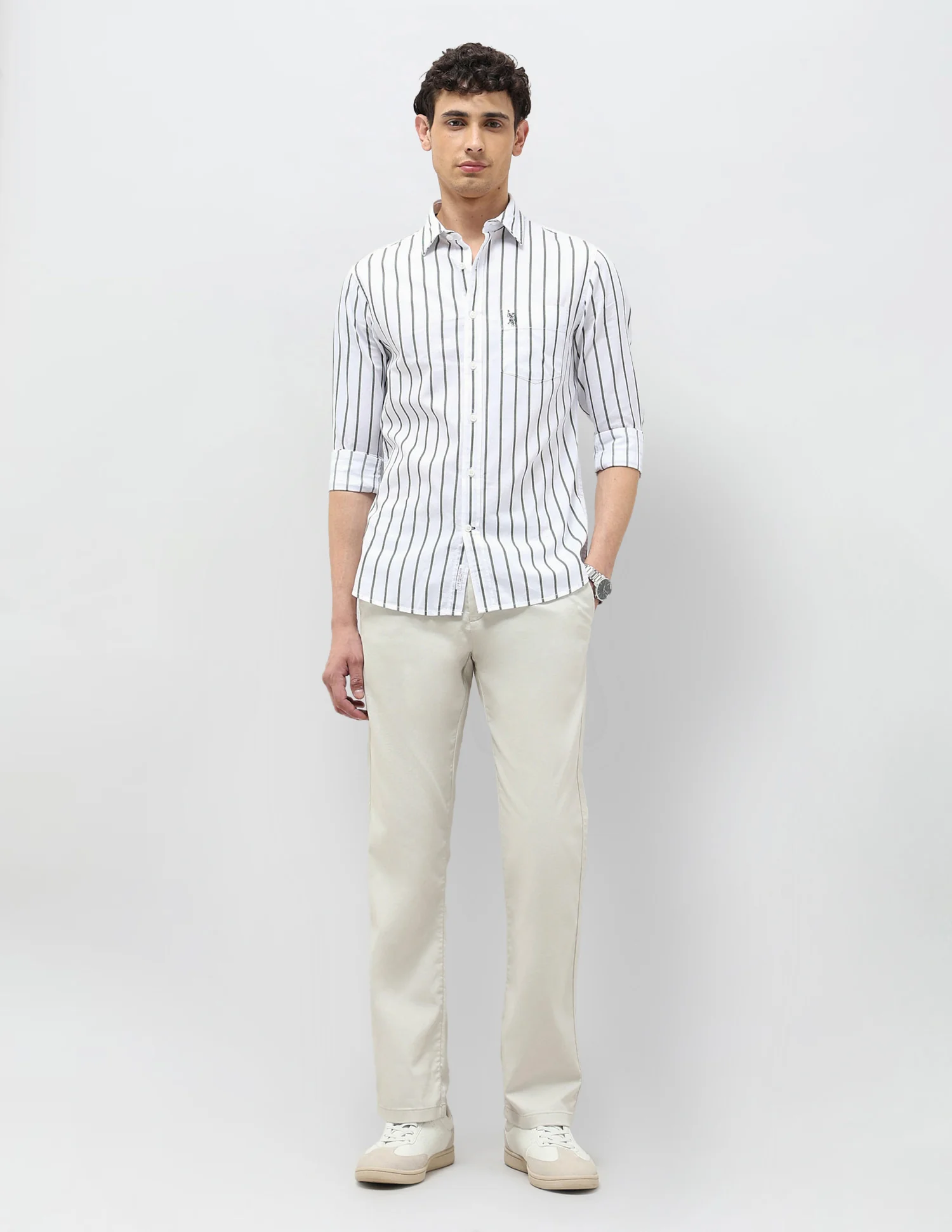 Vertical Striped Tailored Fit Shirt - Image 3