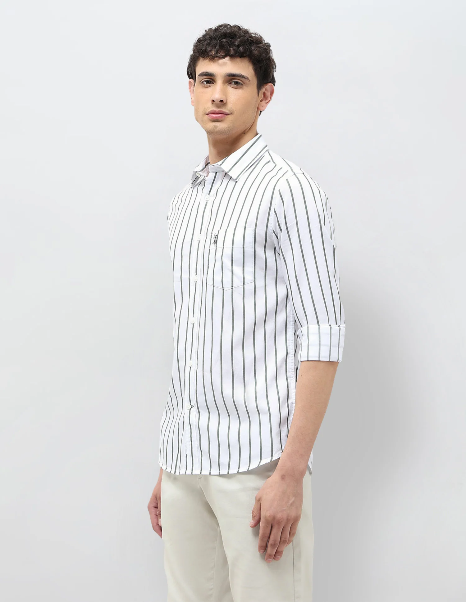 Vertical Striped Tailored Fit Shirt - Image 4