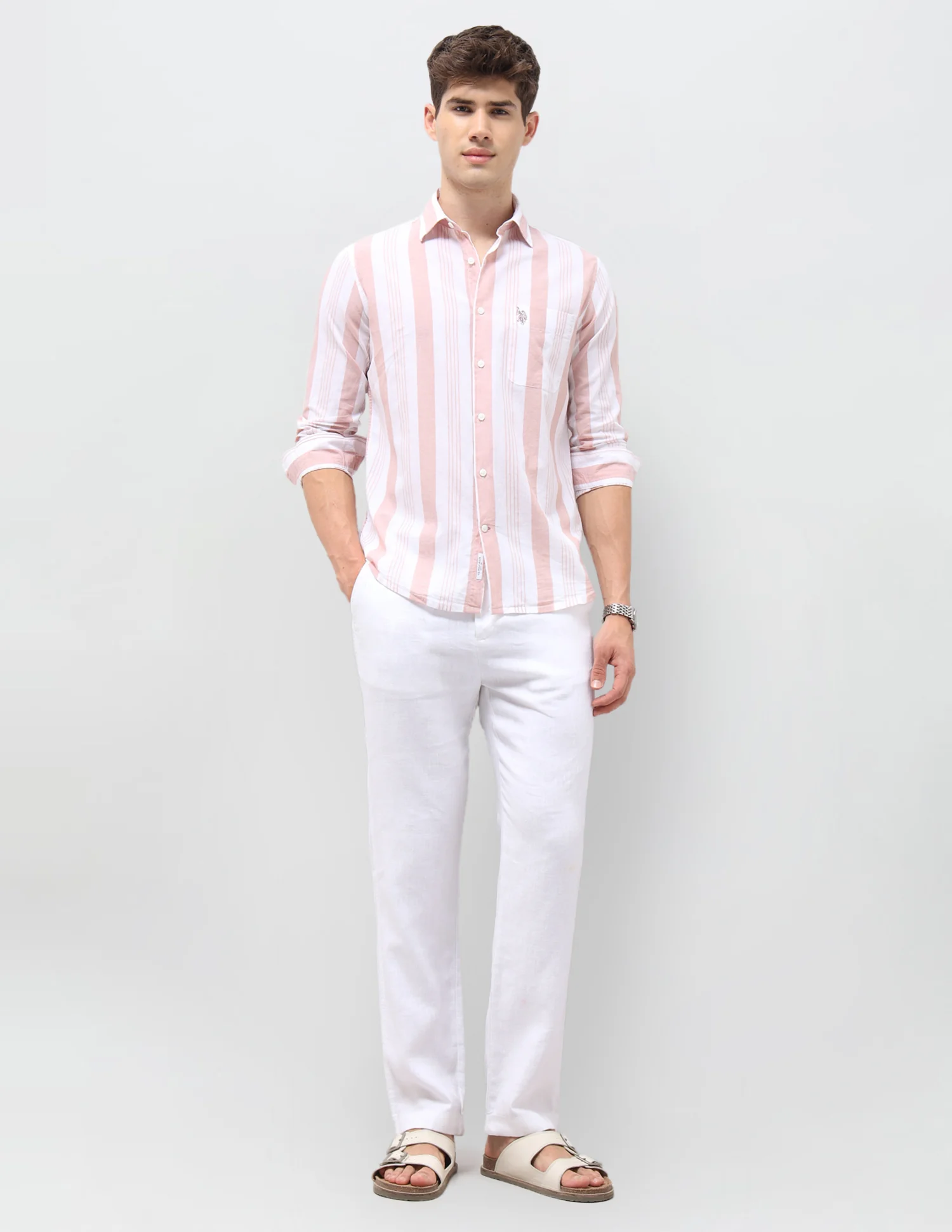 Vertical Striped Tailored Fit Shirt - Image 3