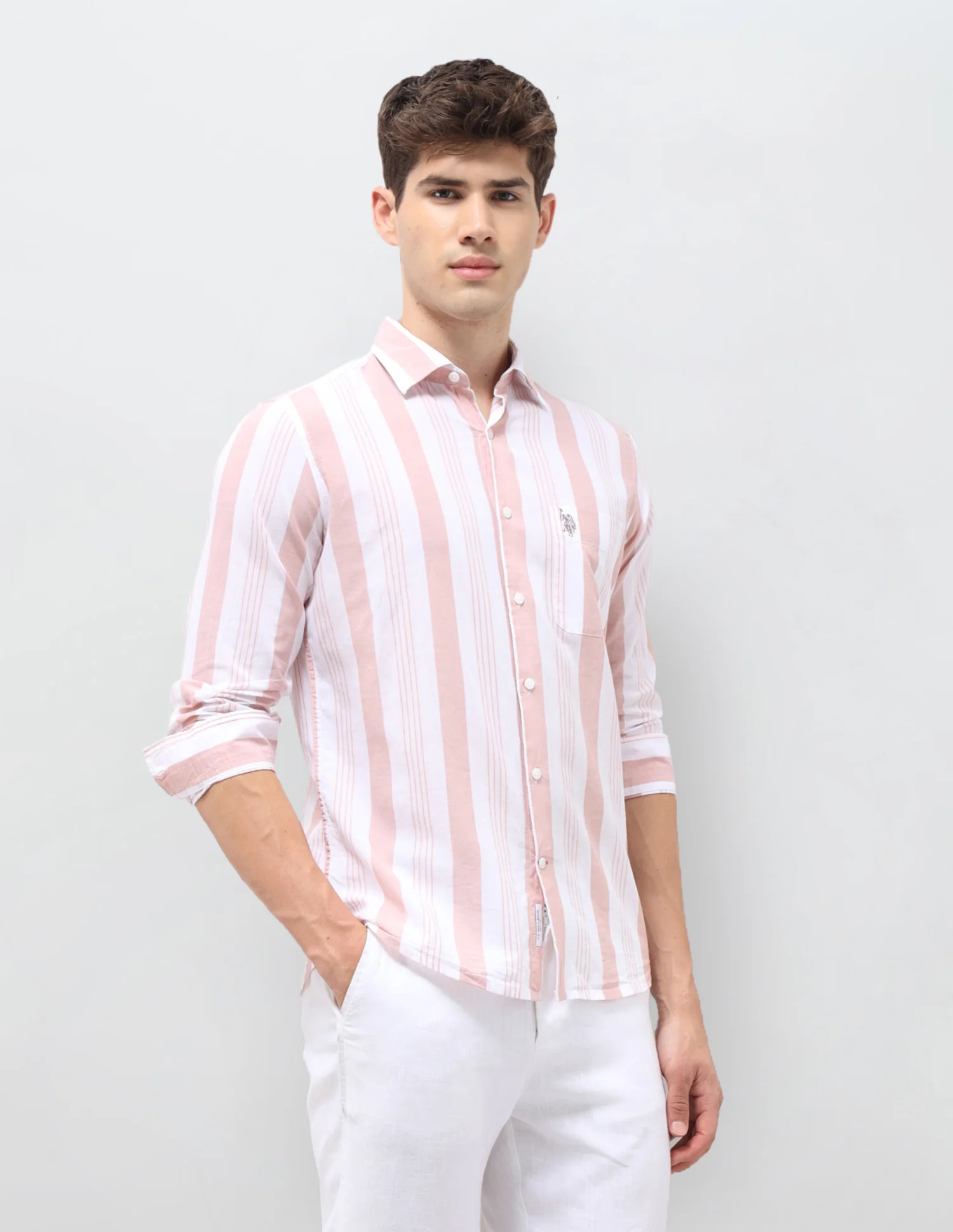 Vertical Striped Tailored Fit Shirt - Image 4