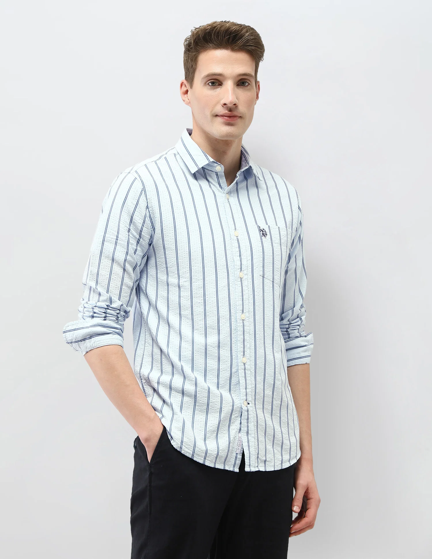 Vertical Striped Tailored Fit Shirt - Image 4