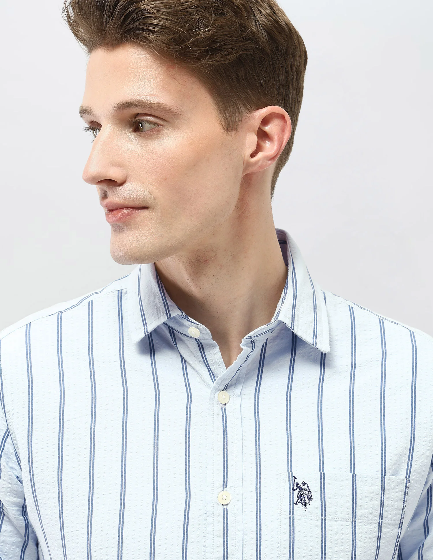 Vertical Striped Tailored Fit Shirt - Image 7