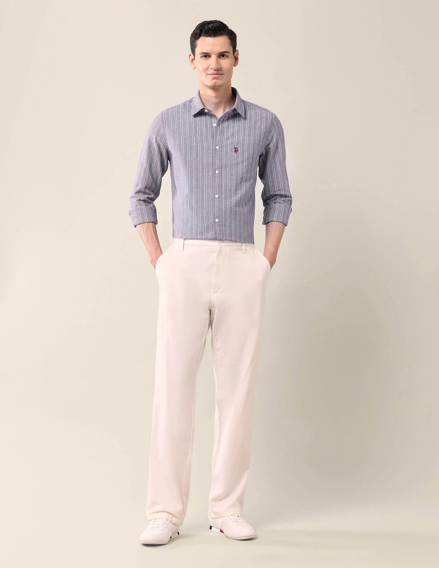 Vertical Striped Tailored Fit Shirt - Image 3
