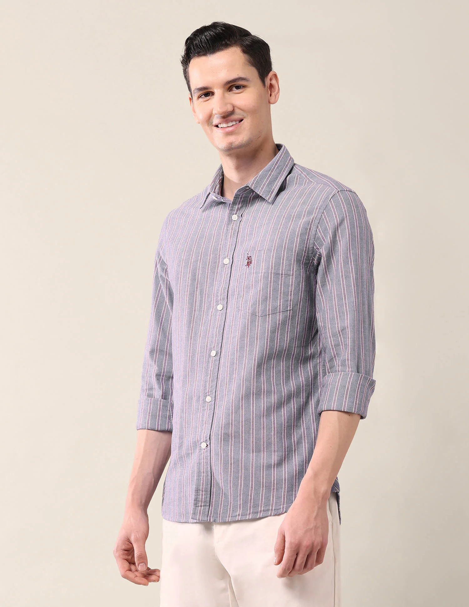 Vertical Striped Tailored Fit Shirt - Image 4