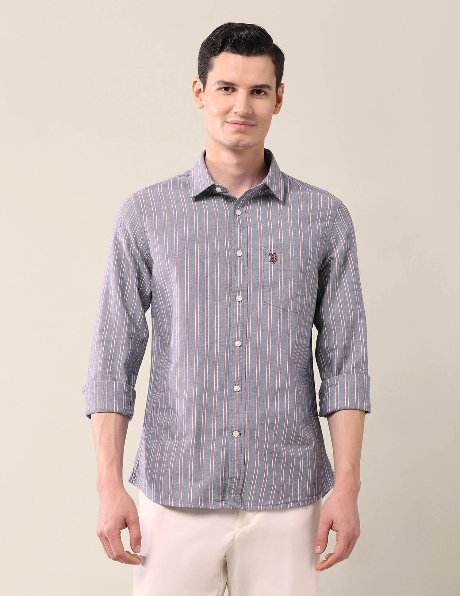 Vertical Striped Tailored Fit Shirt - Image 6
