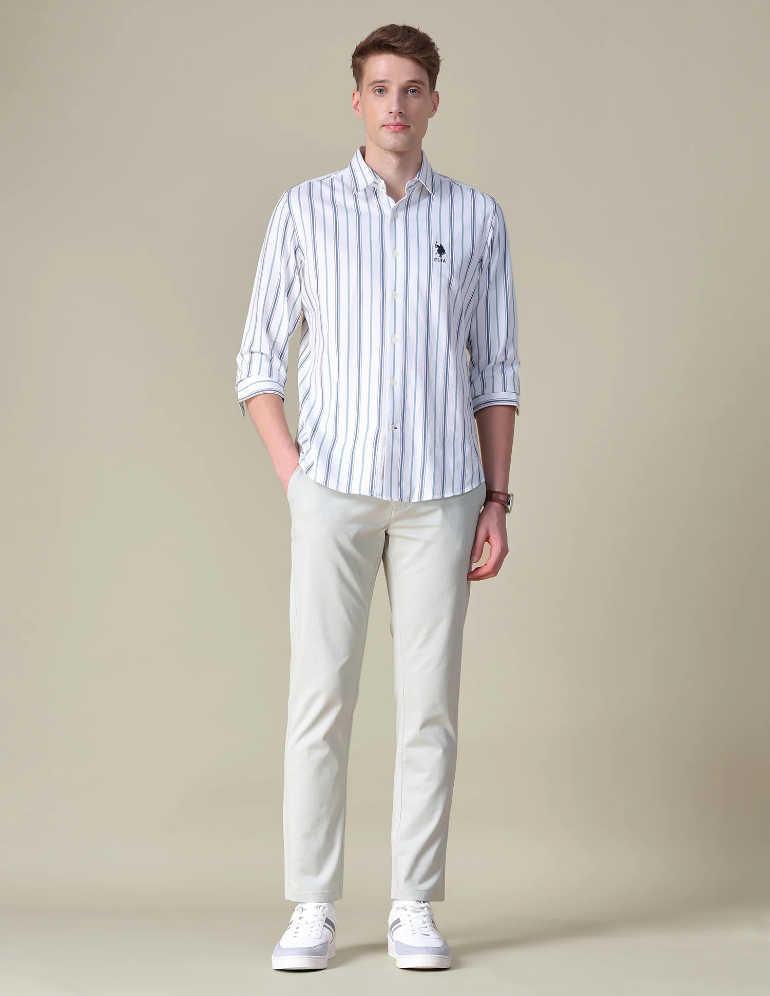 Vertical Striped Twill Shirt - Image 3