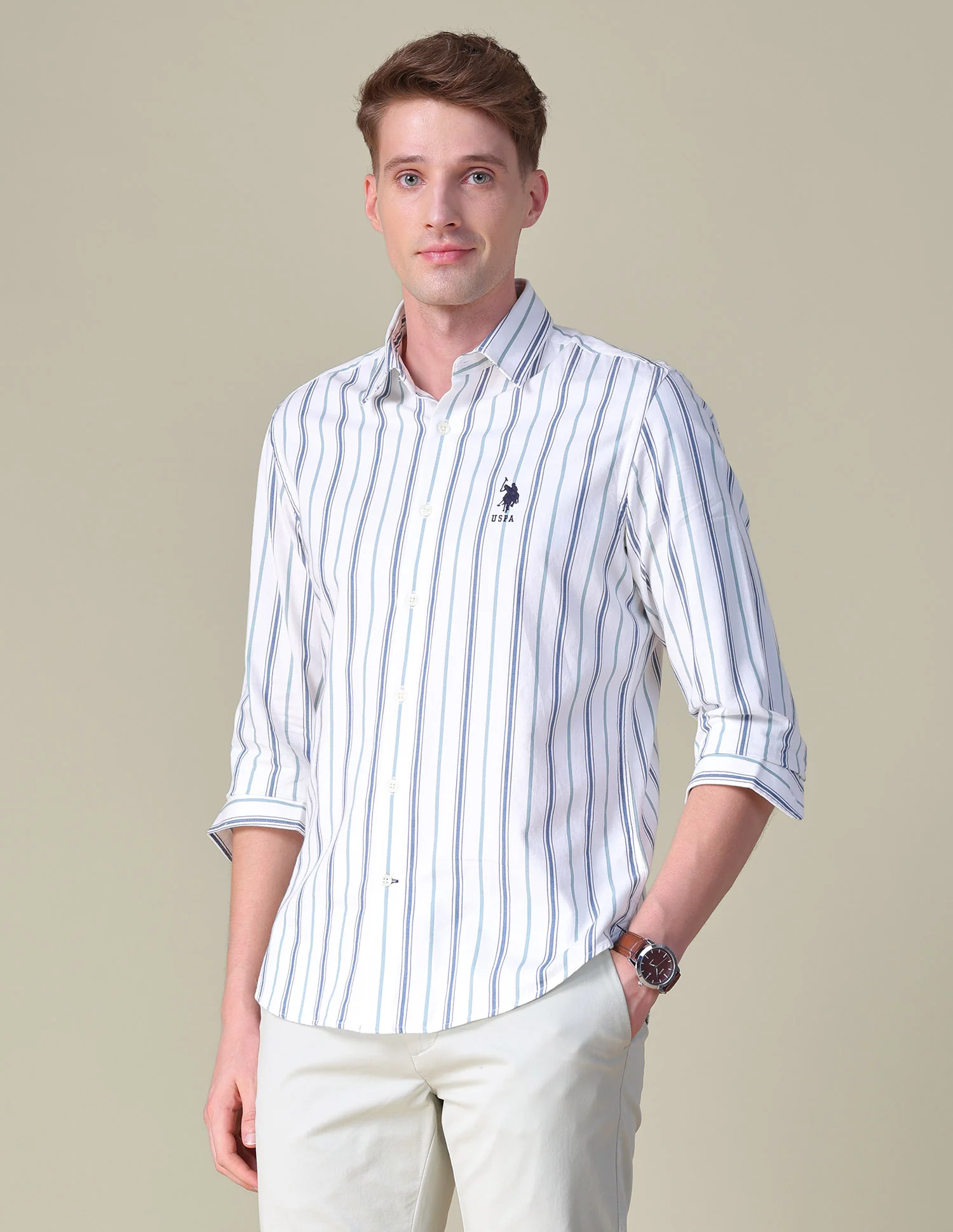 Vertical Striped Twill Shirt - Image 4
