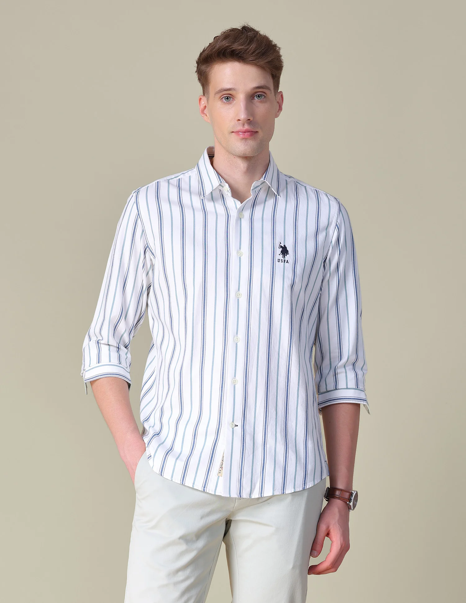 Vertical Striped Twill Shirt - Image 6