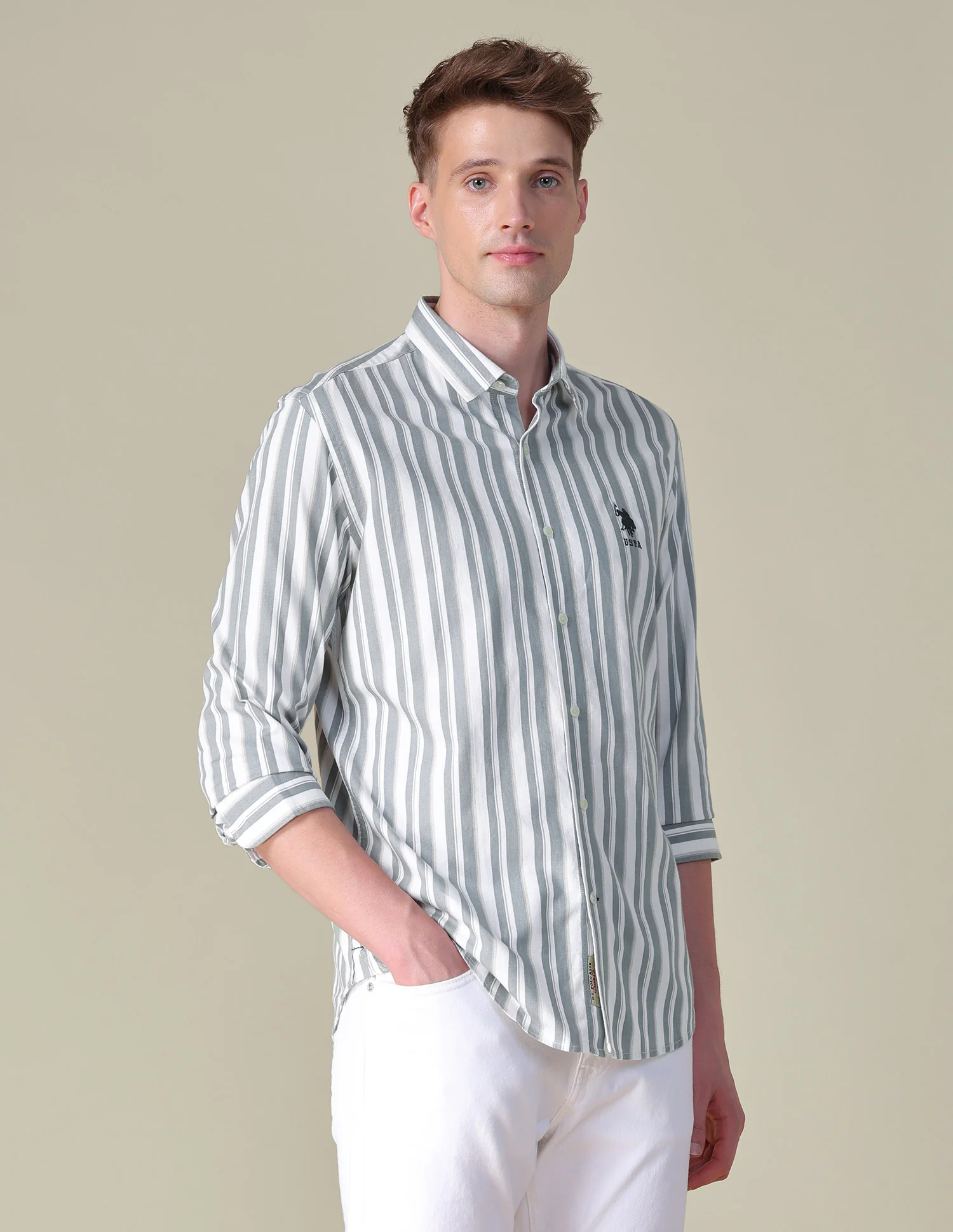 Vertical Striped Twill Shirt - Image 4