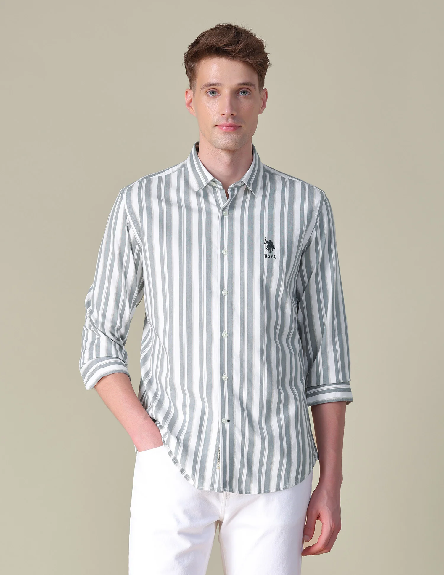 Vertical Striped Twill Shirt - Image 6