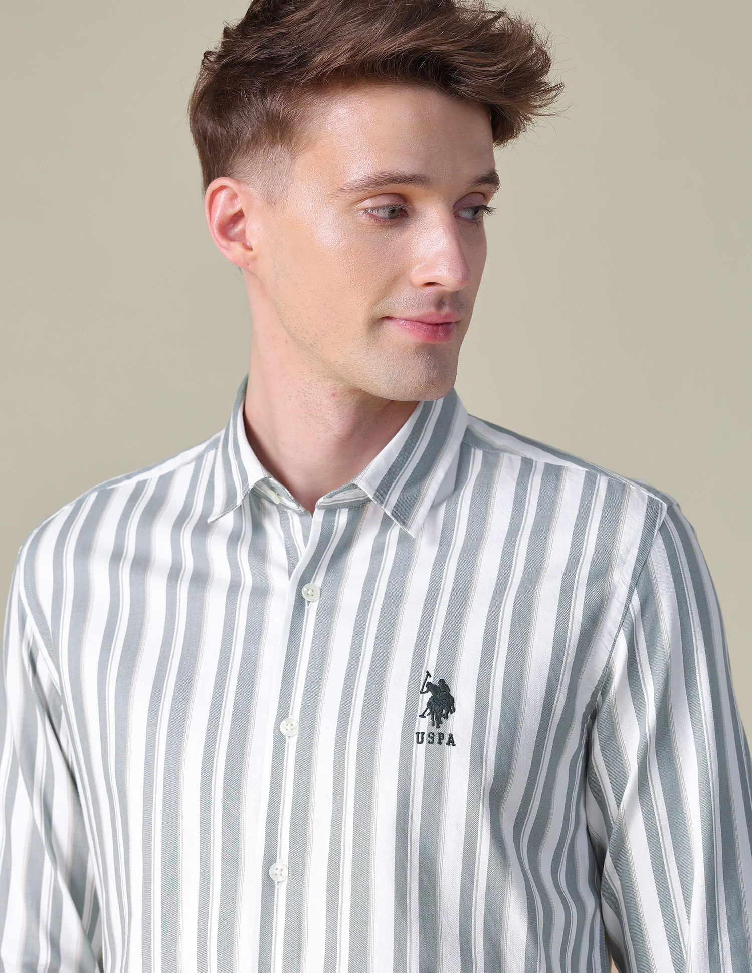Vertical Striped Twill Shirt - Image 7