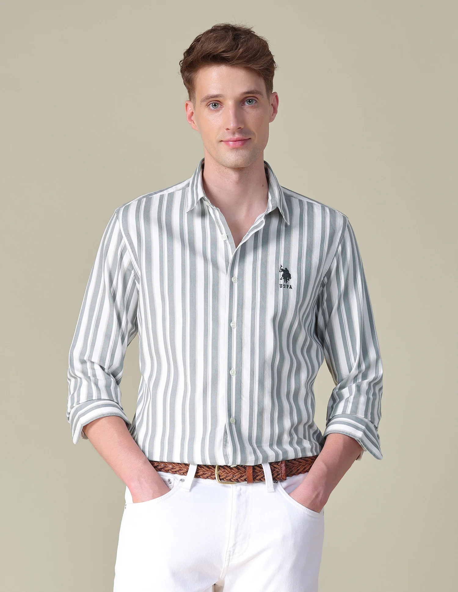 Vertical Striped Twill Shirt - Image 8