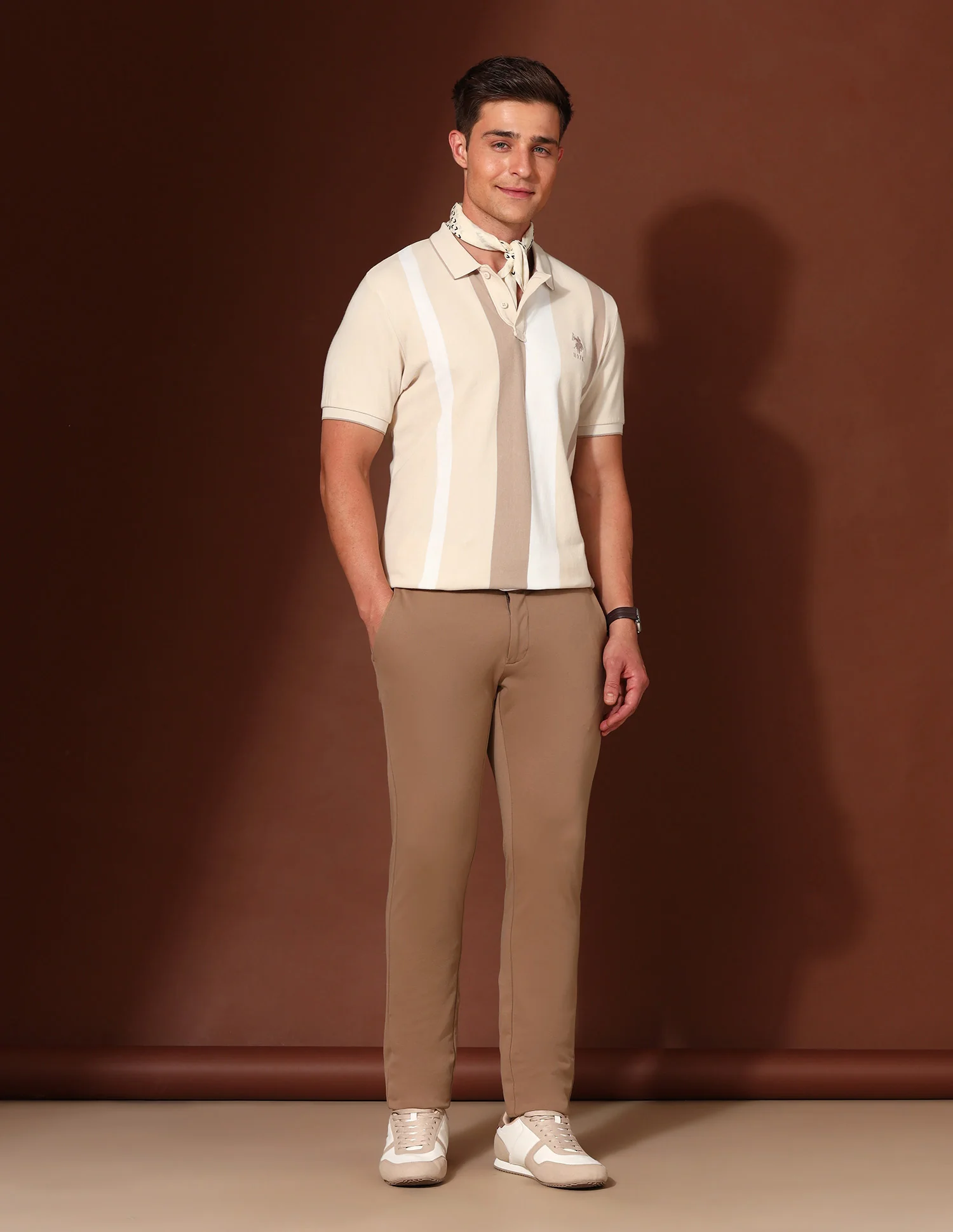 Vertical Striped Working Holiday Polo Shirt - Image 3
