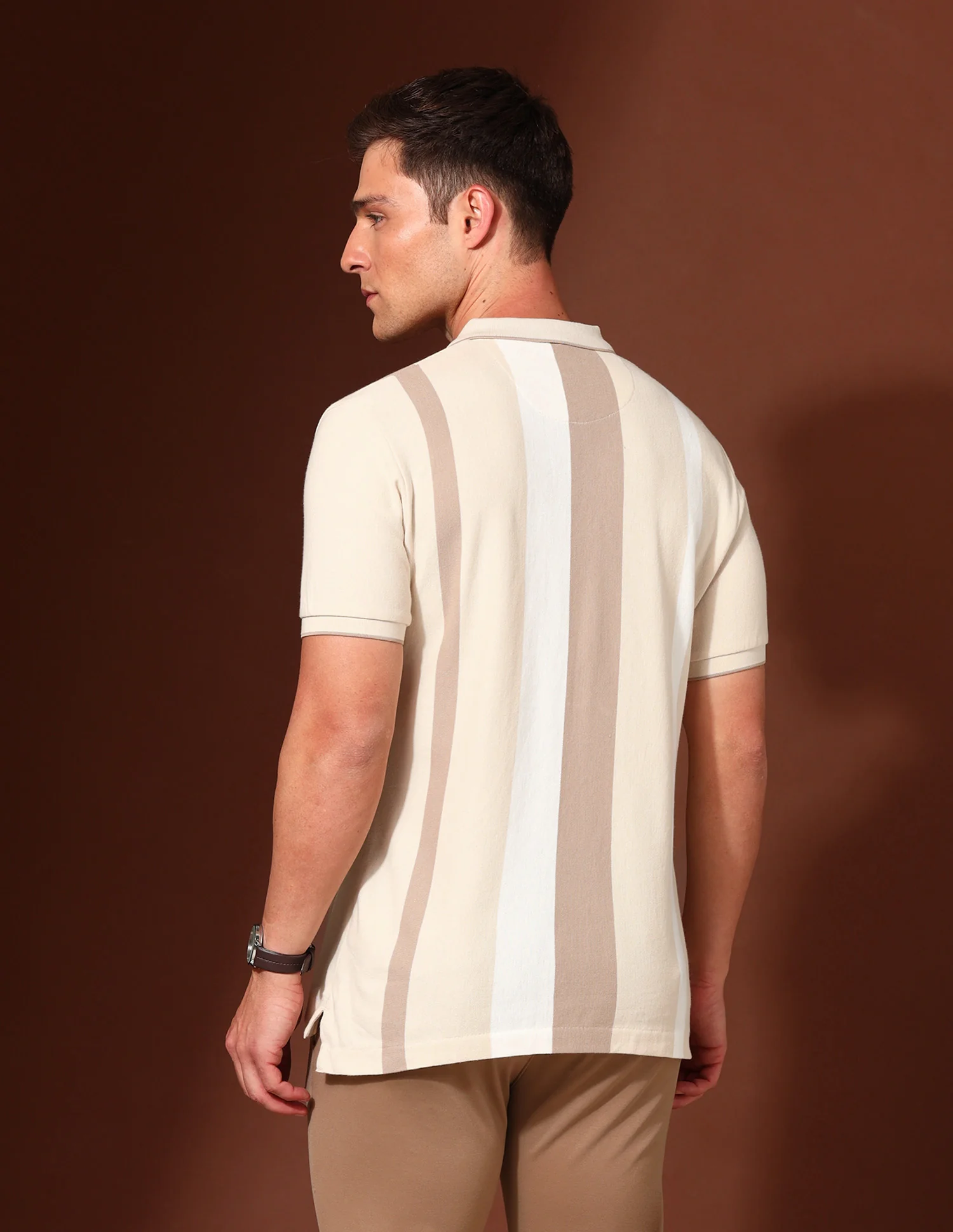 Vertical Striped Working Holiday Polo Shirt - Image 5