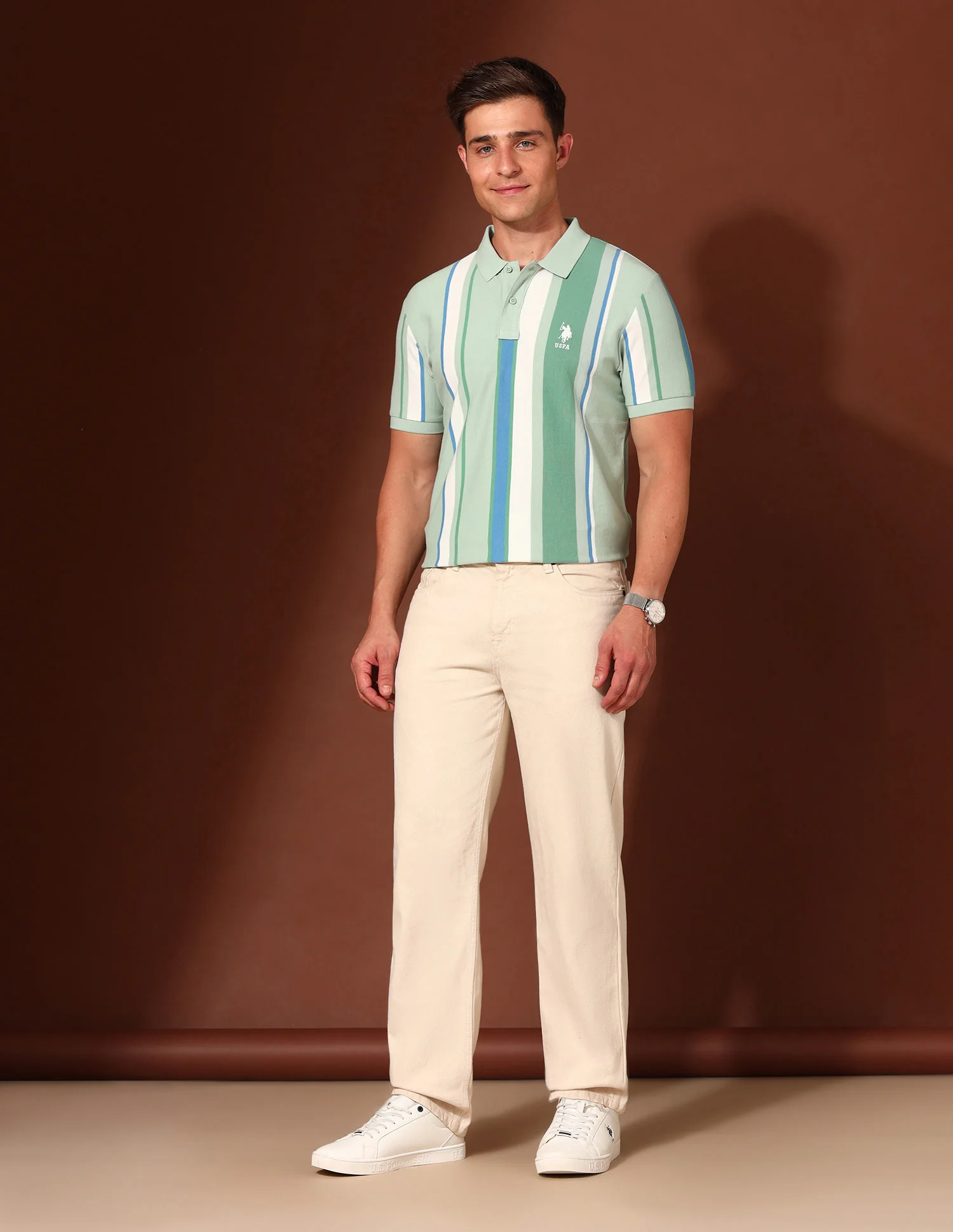 Vertical Striped Working Holiday Polo Shirt - Image 3