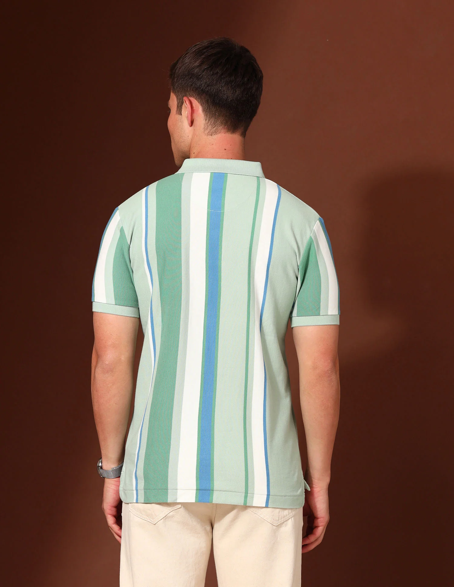 Vertical Striped Working Holiday Polo Shirt - Image 5