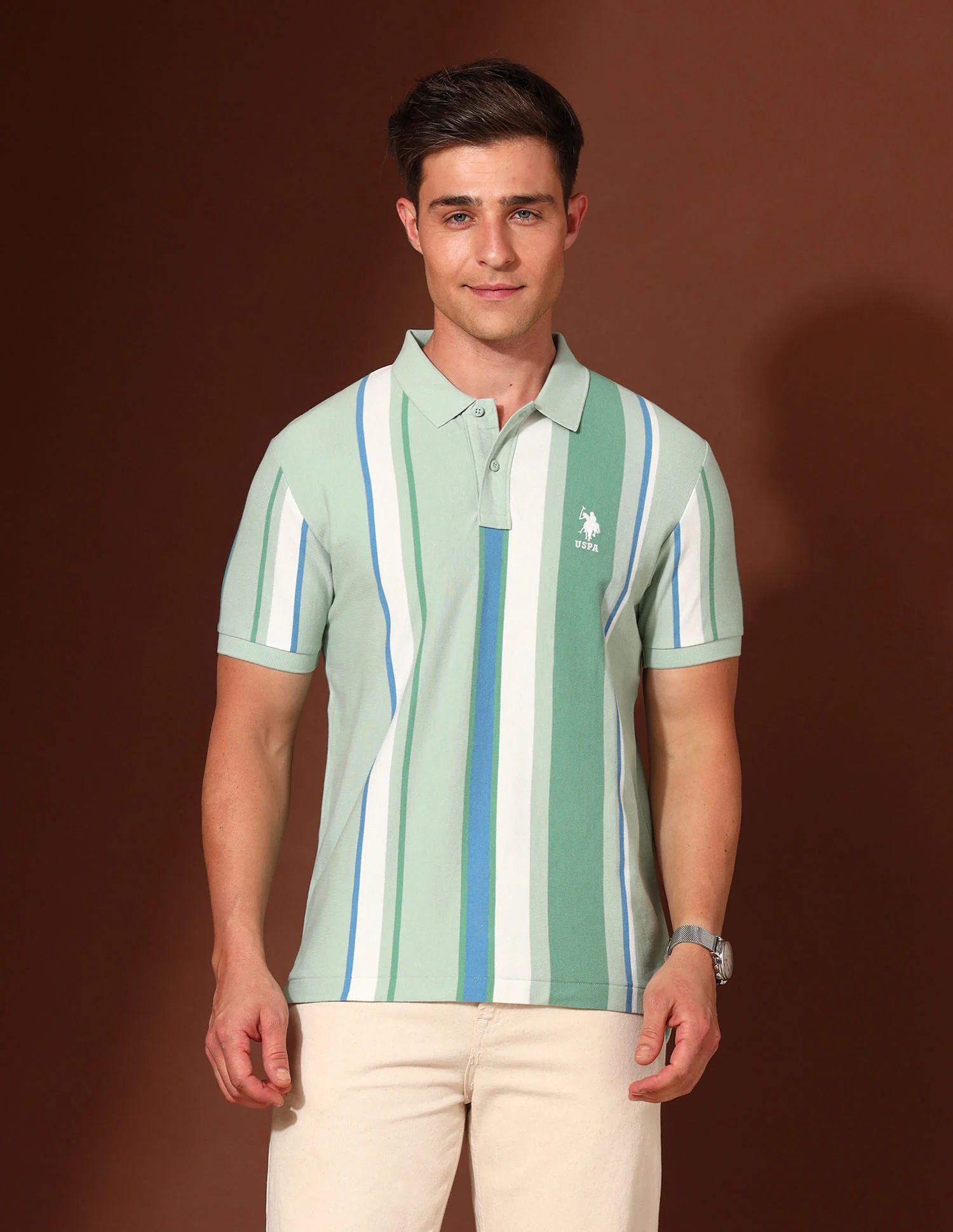Vertical Striped Working Holiday Polo Shirt - Image 6