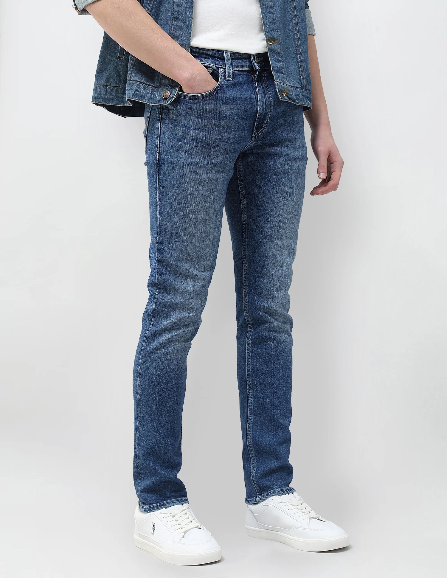 Whiskered Brandon Slim Tapered Fit Jeans