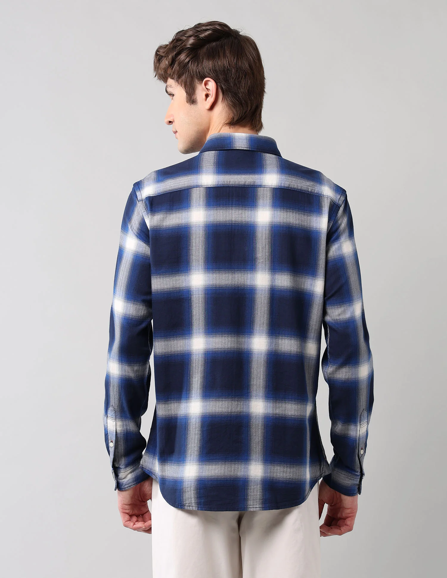 Windowpane Checked Pure Cotton Shirt - Image 5