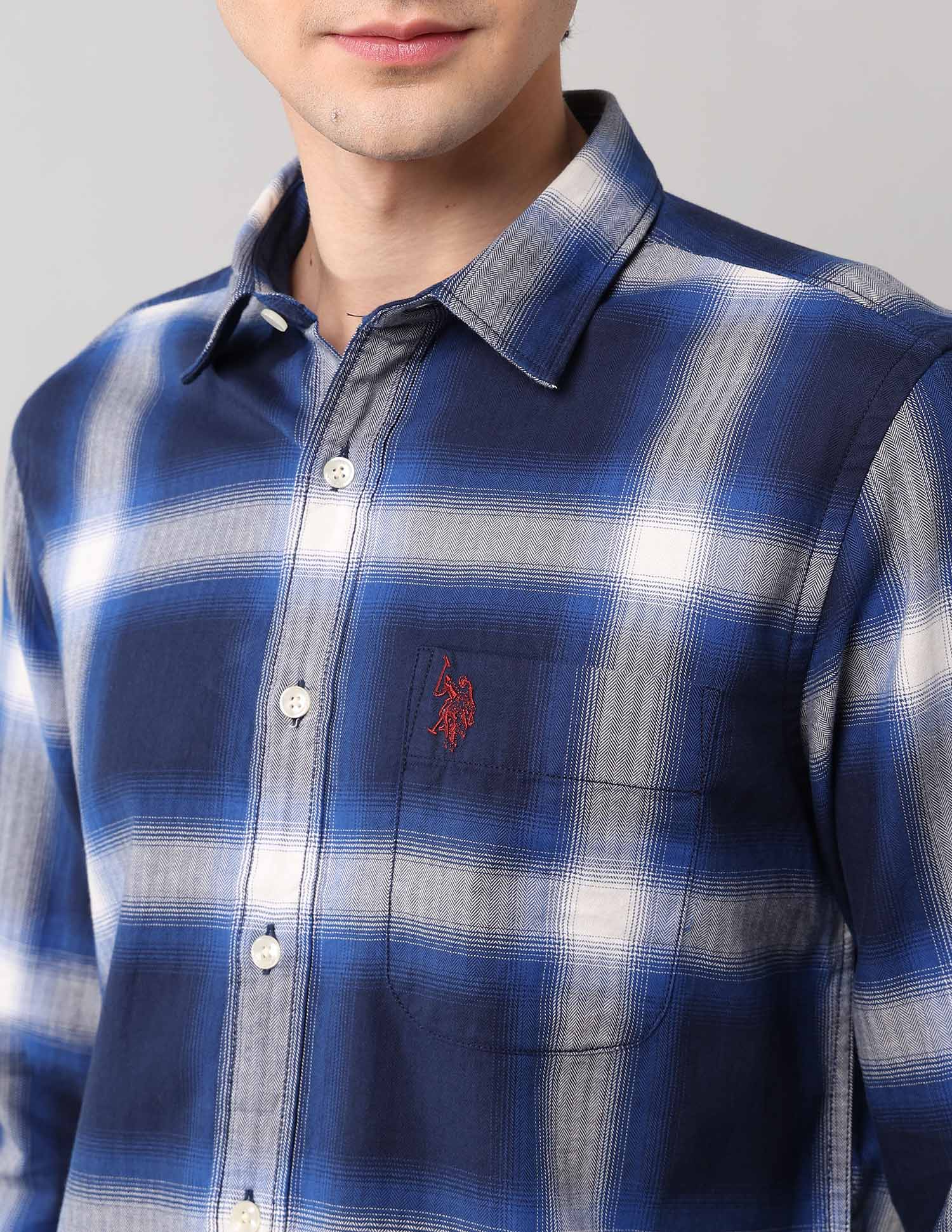 Windowpane Checked Pure Cotton Shirt - Image 7