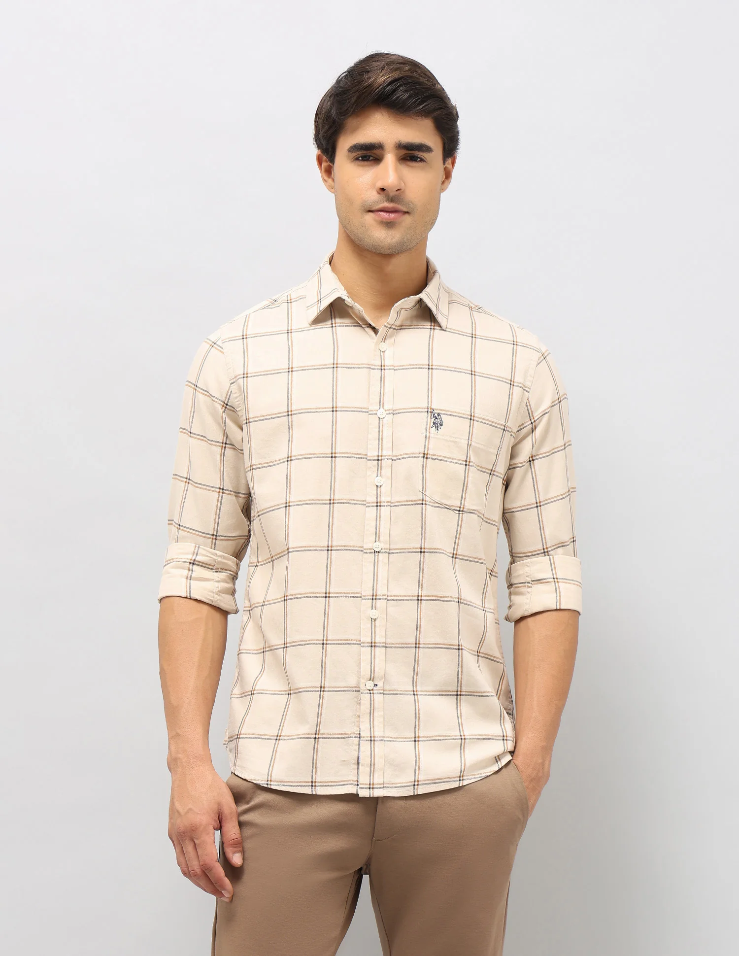 Windowpane Checked Pure Cotton Shirt - Image 6