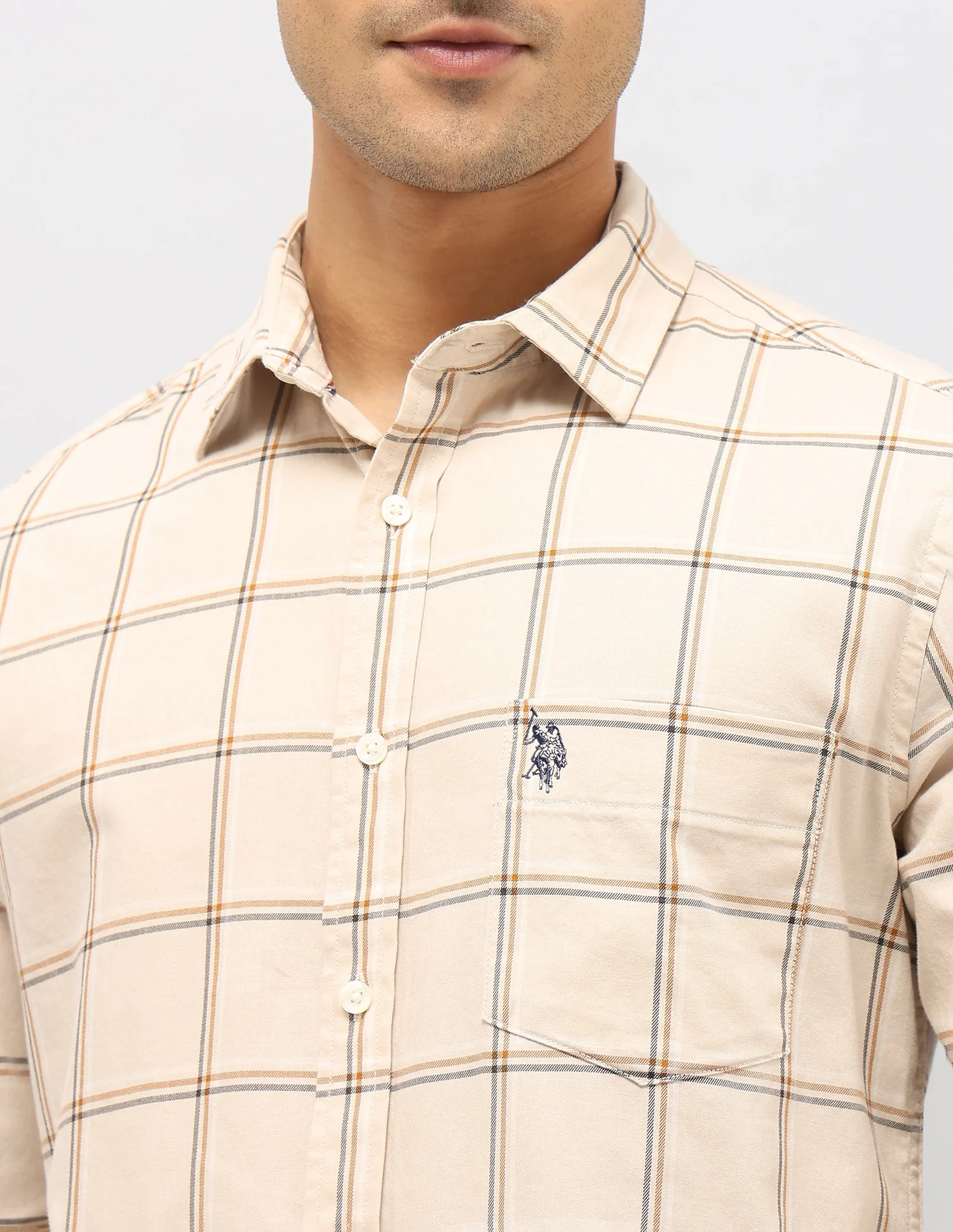 Windowpane Checked Pure Cotton Shirt - Image 7
