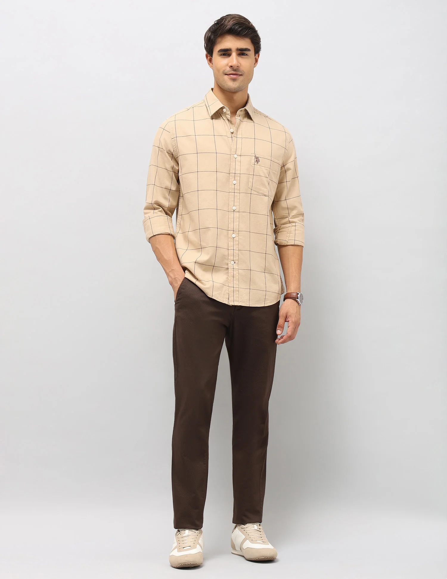 Windowpane Checked Pure Cotton Shirt - Image 3