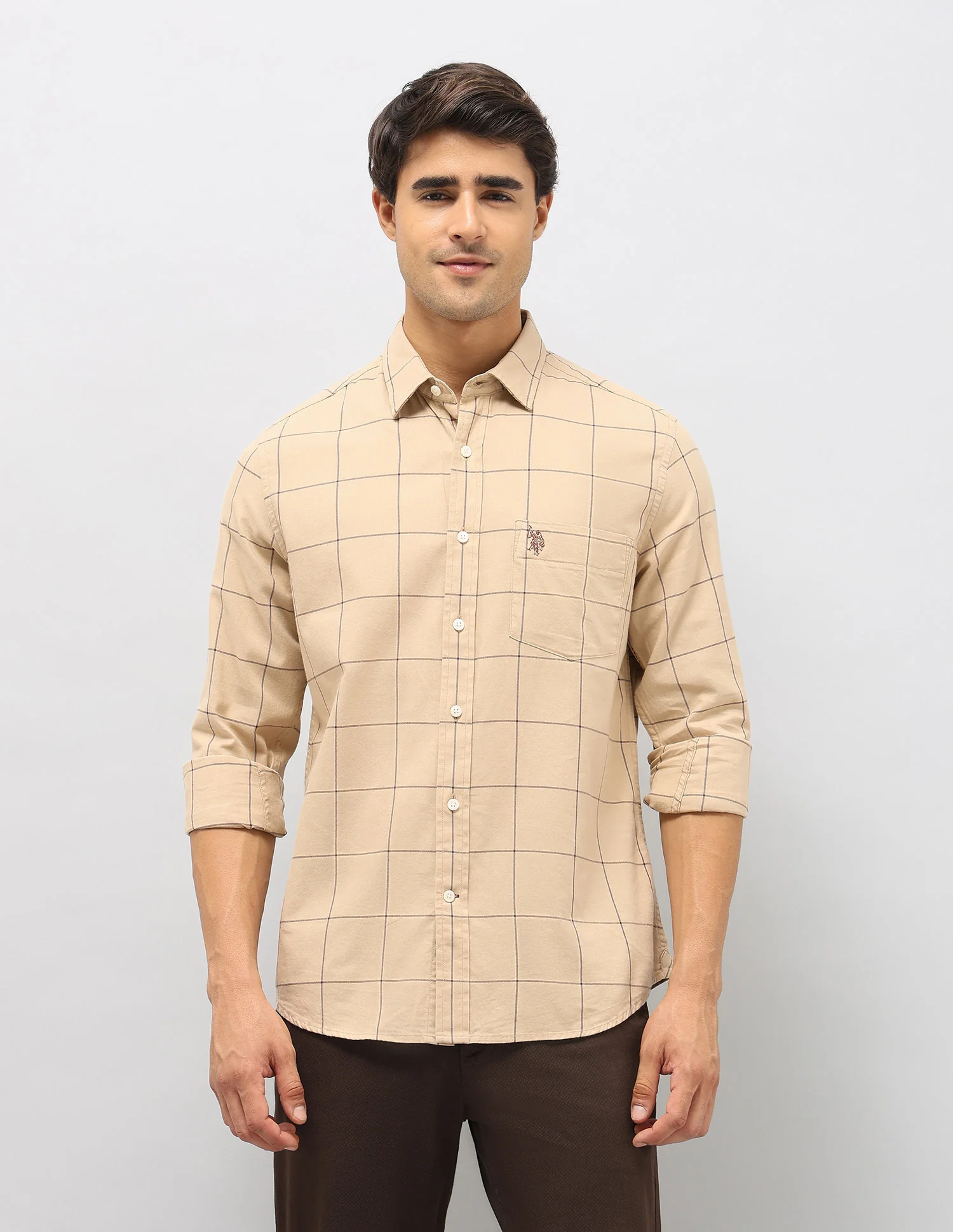Windowpane Checked Pure Cotton Shirt - Image 6
