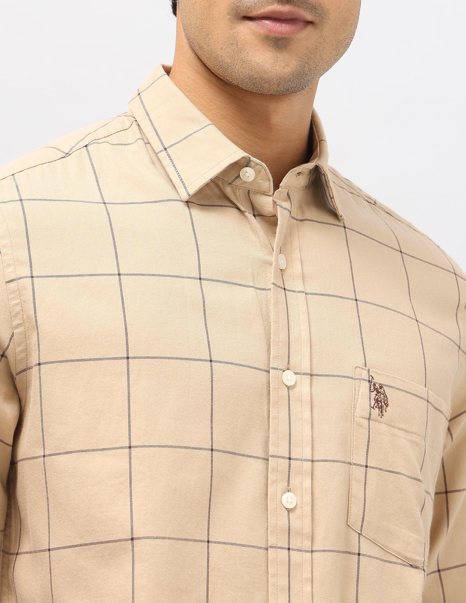 Windowpane Checked Pure Cotton Shirt - Image 7