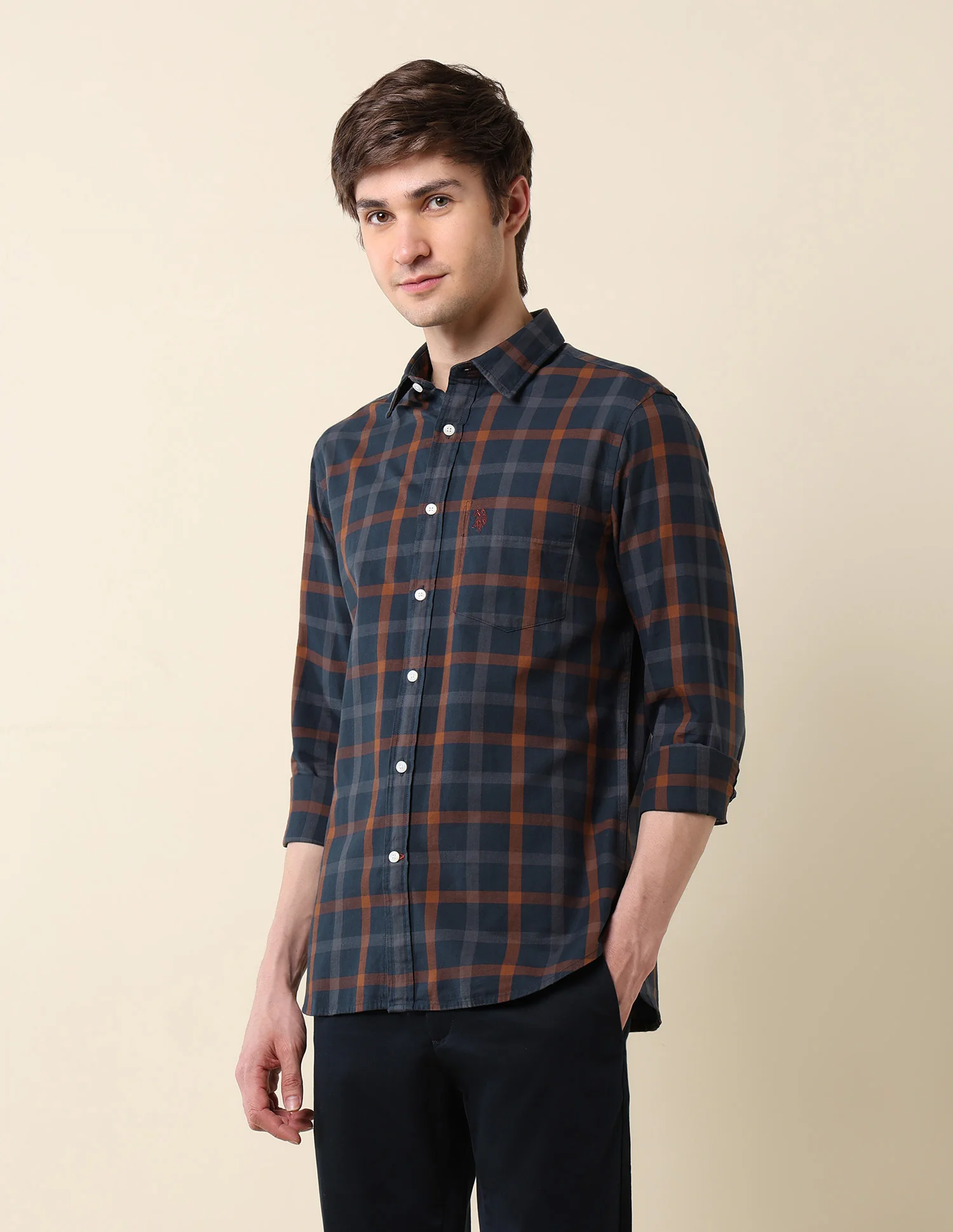 Windowpane Checked Pure Cotton Shirt - Image 4