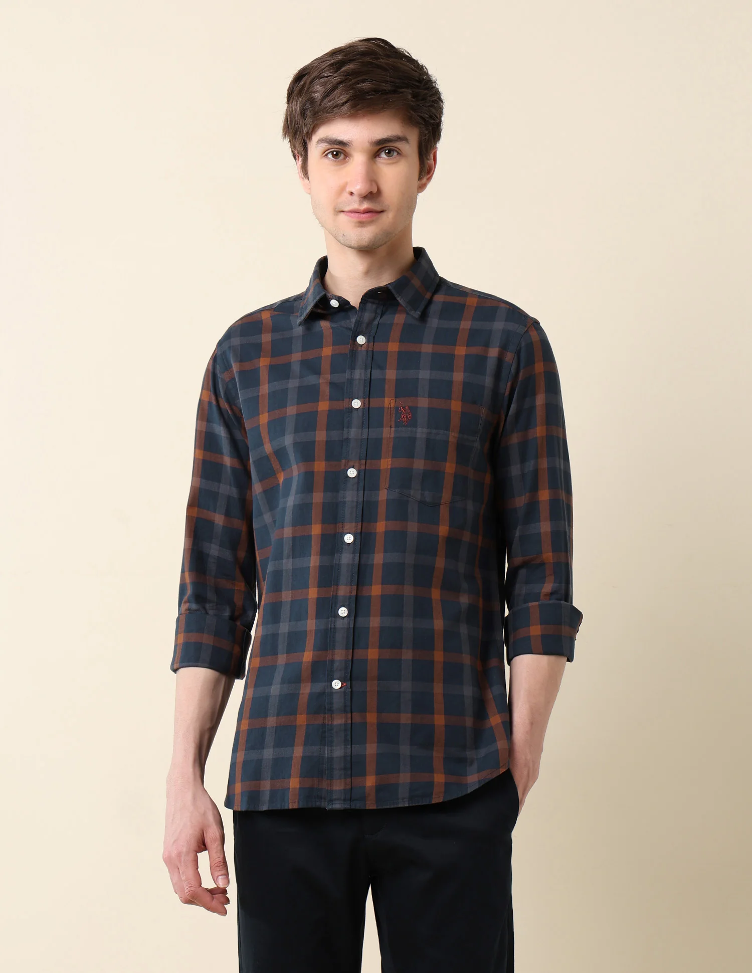 Windowpane Checked Pure Cotton Shirt - Image 6