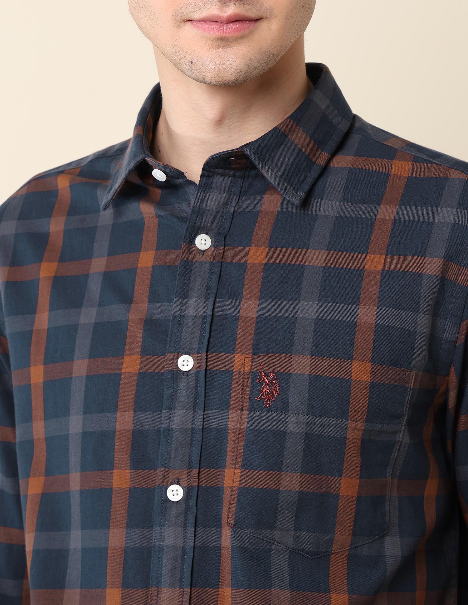 Windowpane Checked Pure Cotton Shirt - Image 7