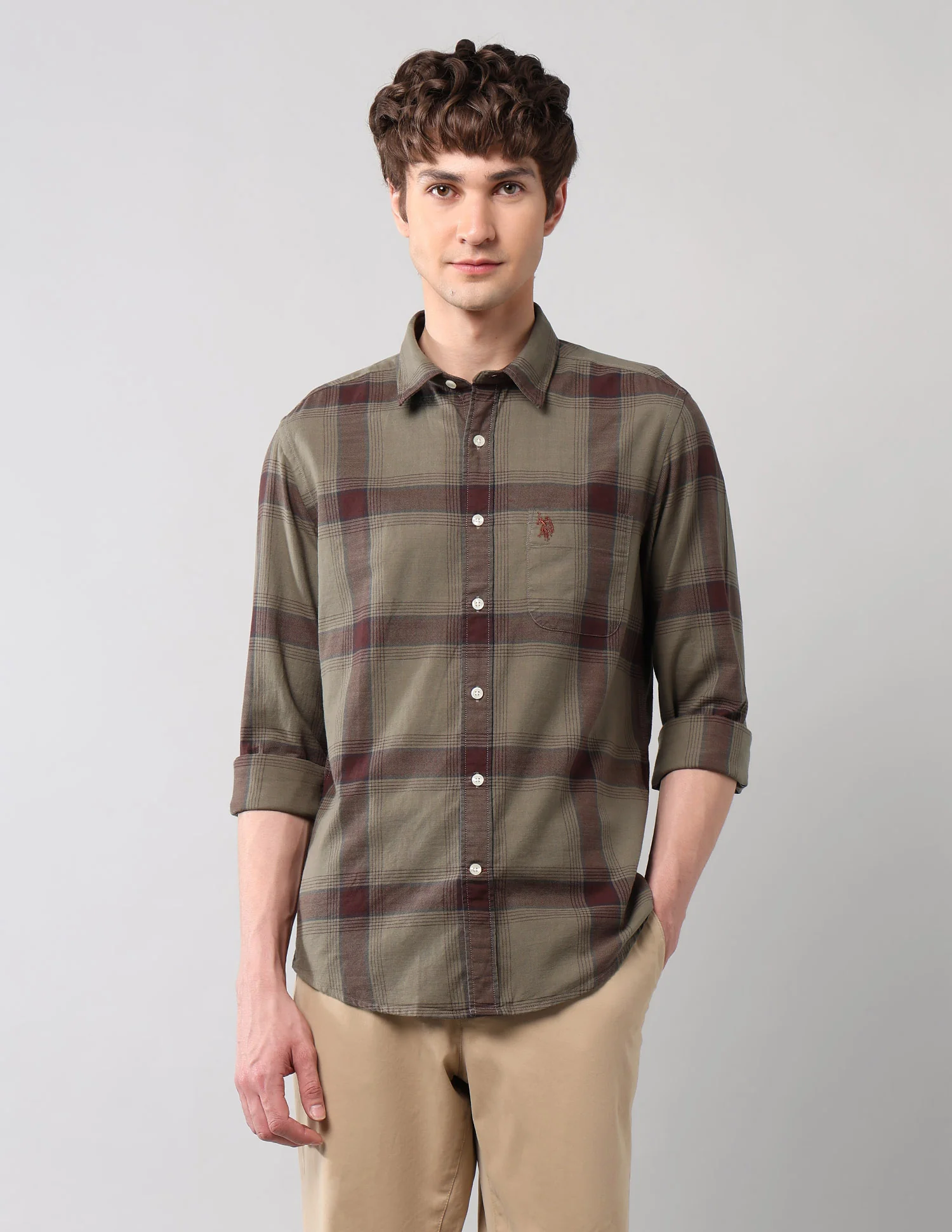 Windowpane Checked Pure Cotton Shirt - Image 6