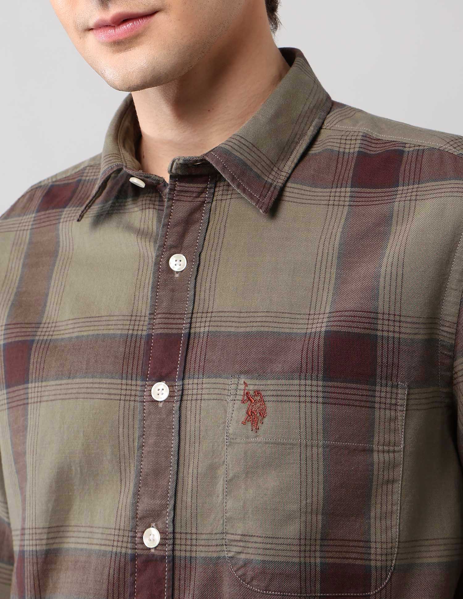 Windowpane Checked Pure Cotton Shirt - Image 7
