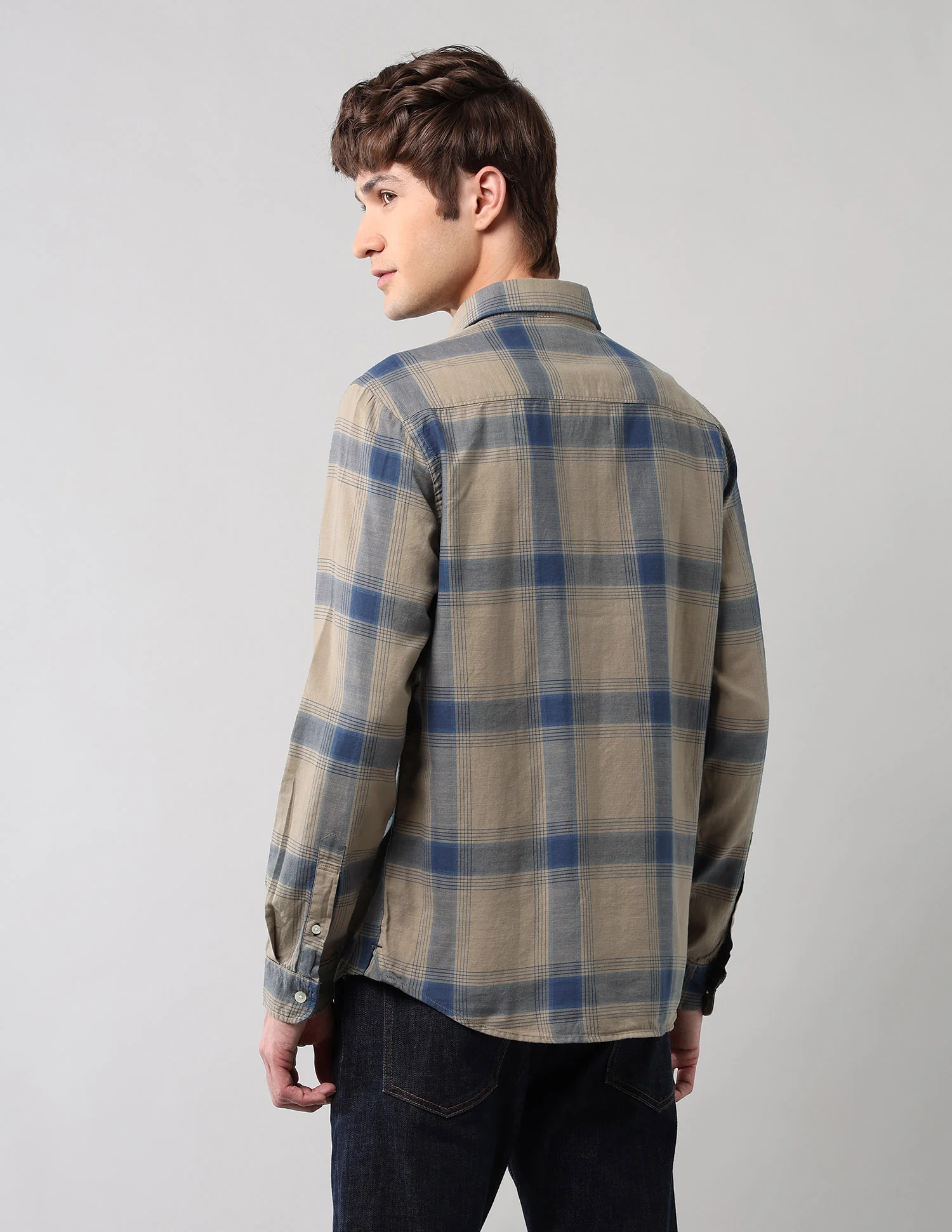 Windowpane Checked Pure Cotton Shirt - Image 5