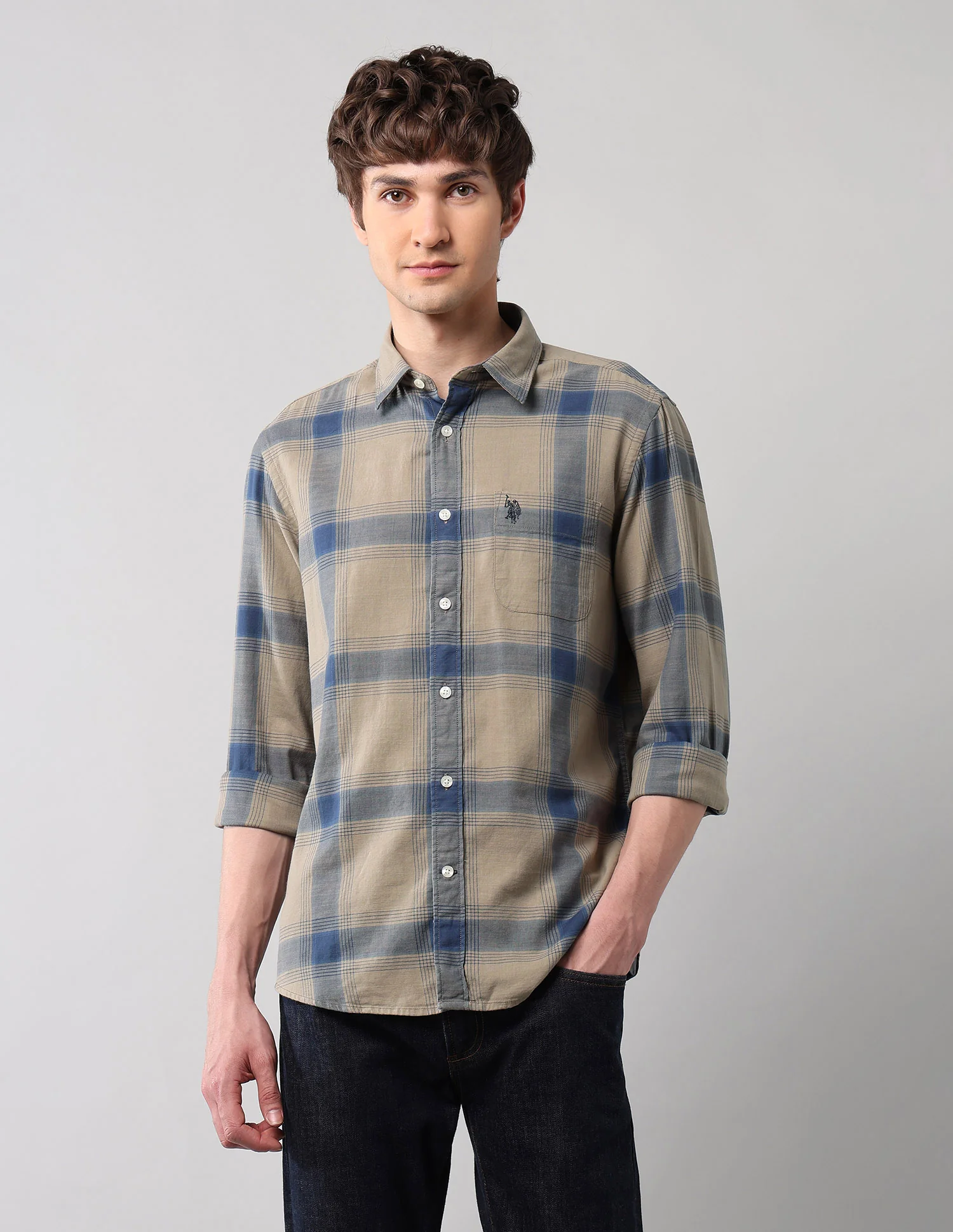 Windowpane Checked Pure Cotton Shirt - Image 6