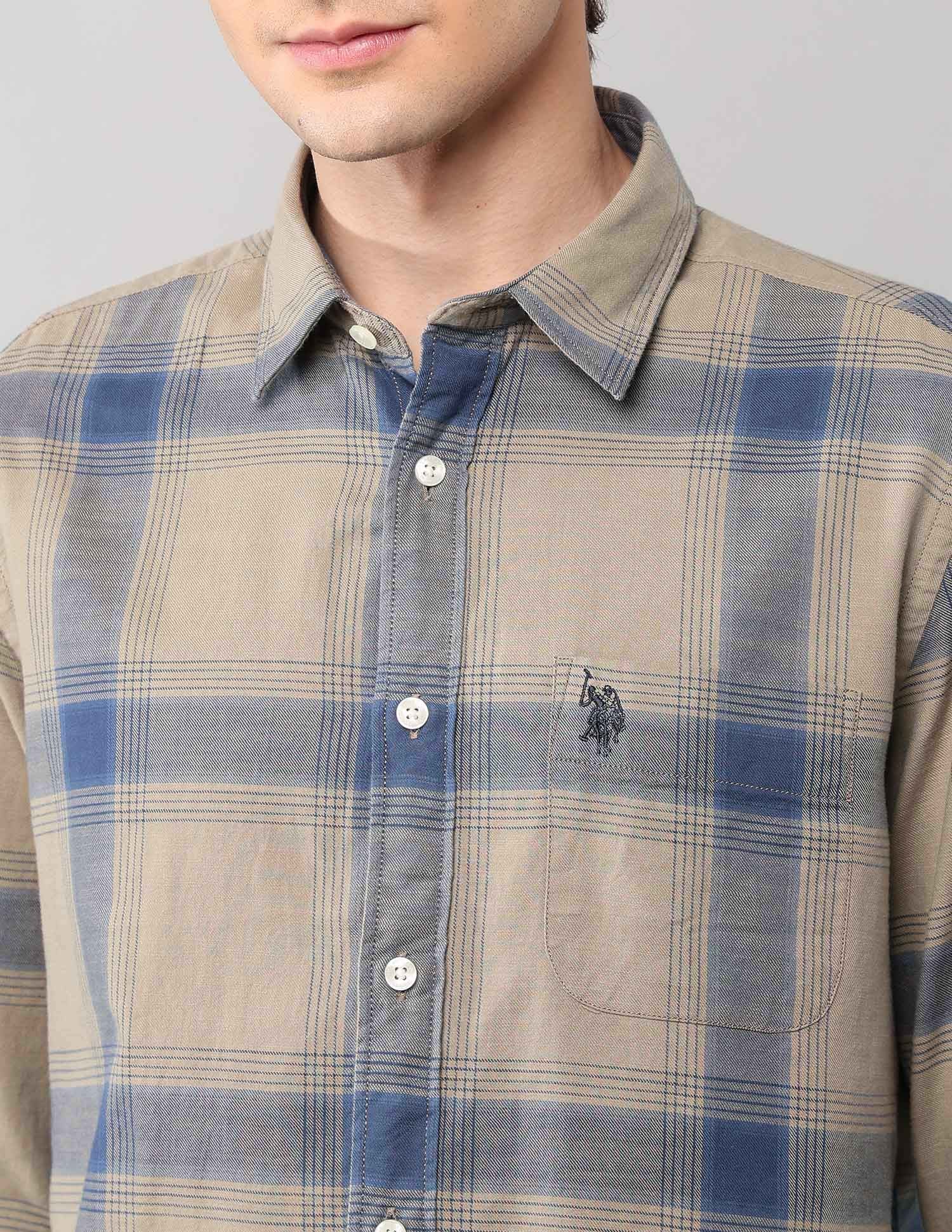 Windowpane Checked Pure Cotton Shirt - Image 7