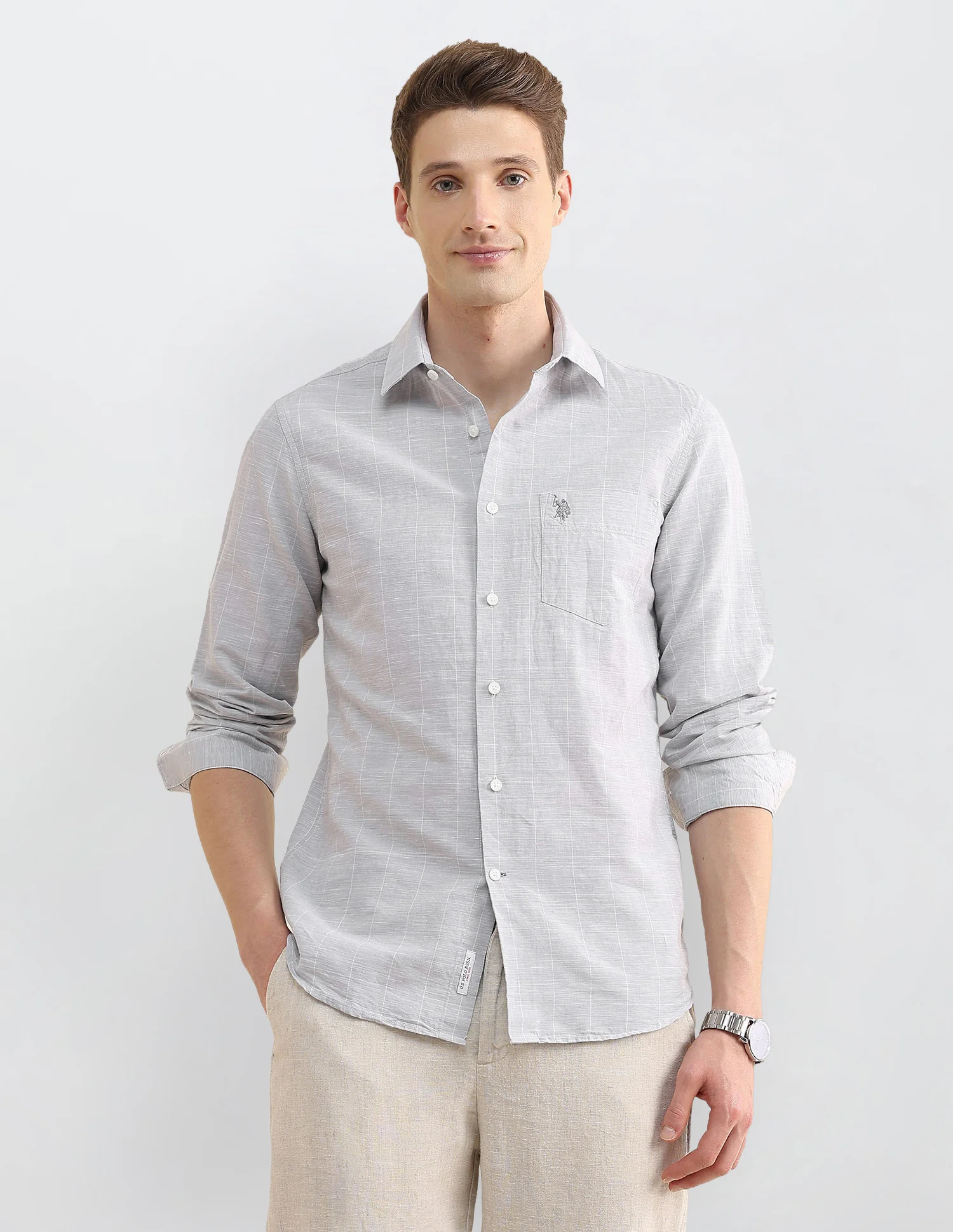 Windowpane Checked Regular Fit Shirt