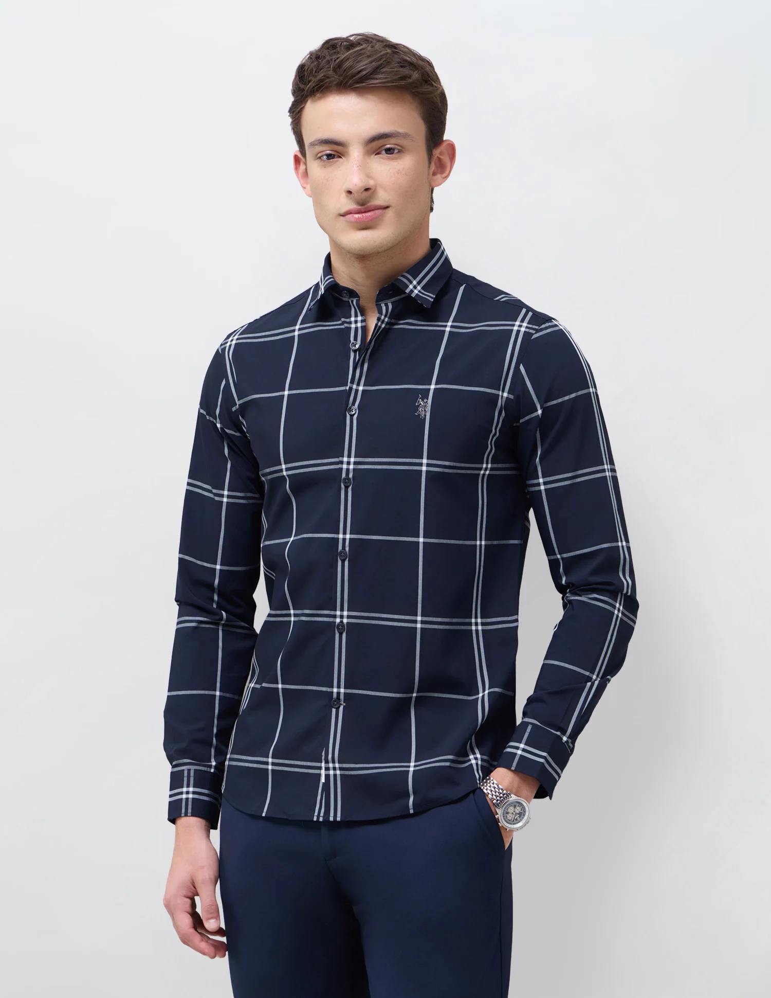 Windowpane Checked Regular Fit Shirt
