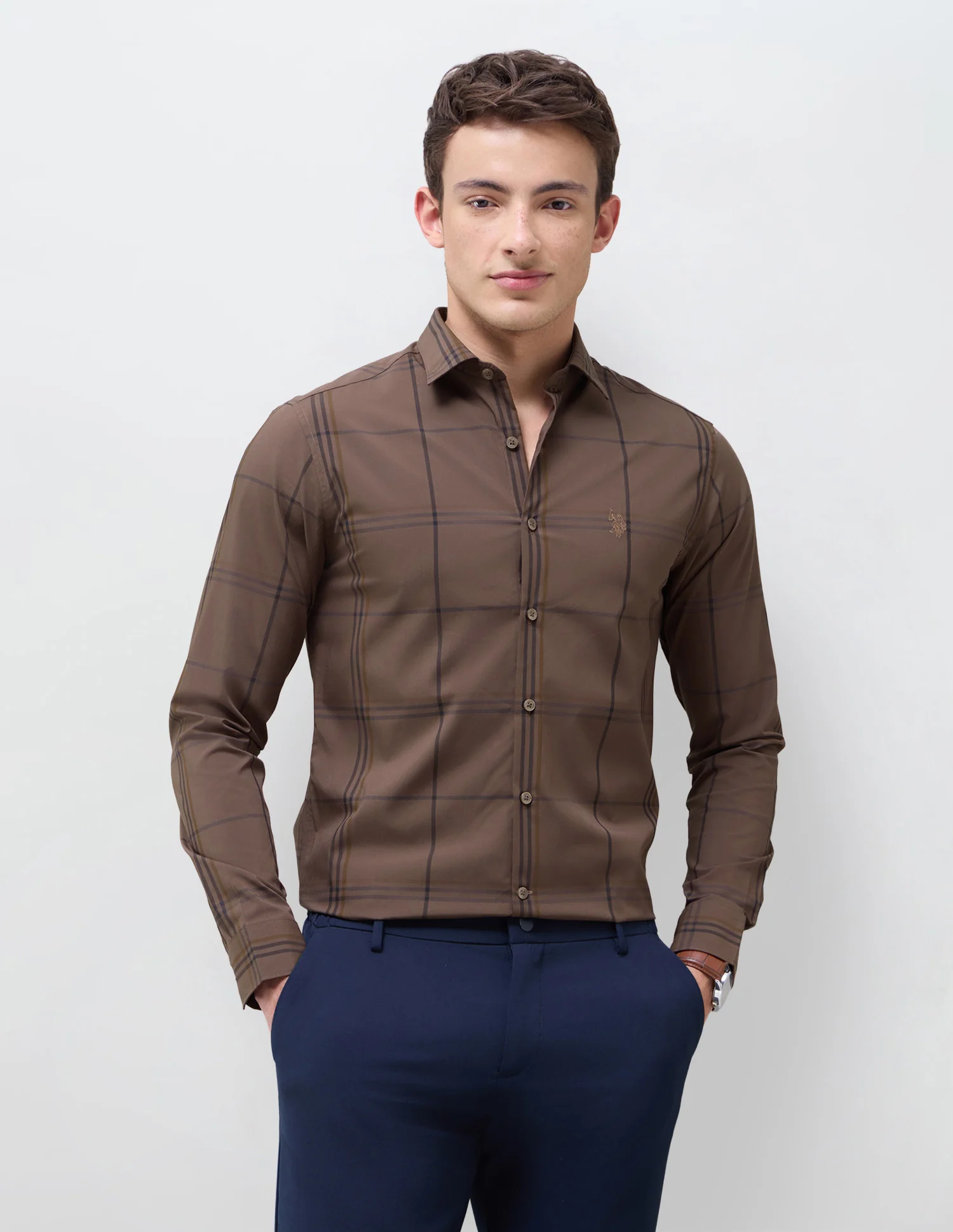 Windowpane Checked Regular Fit Shirt