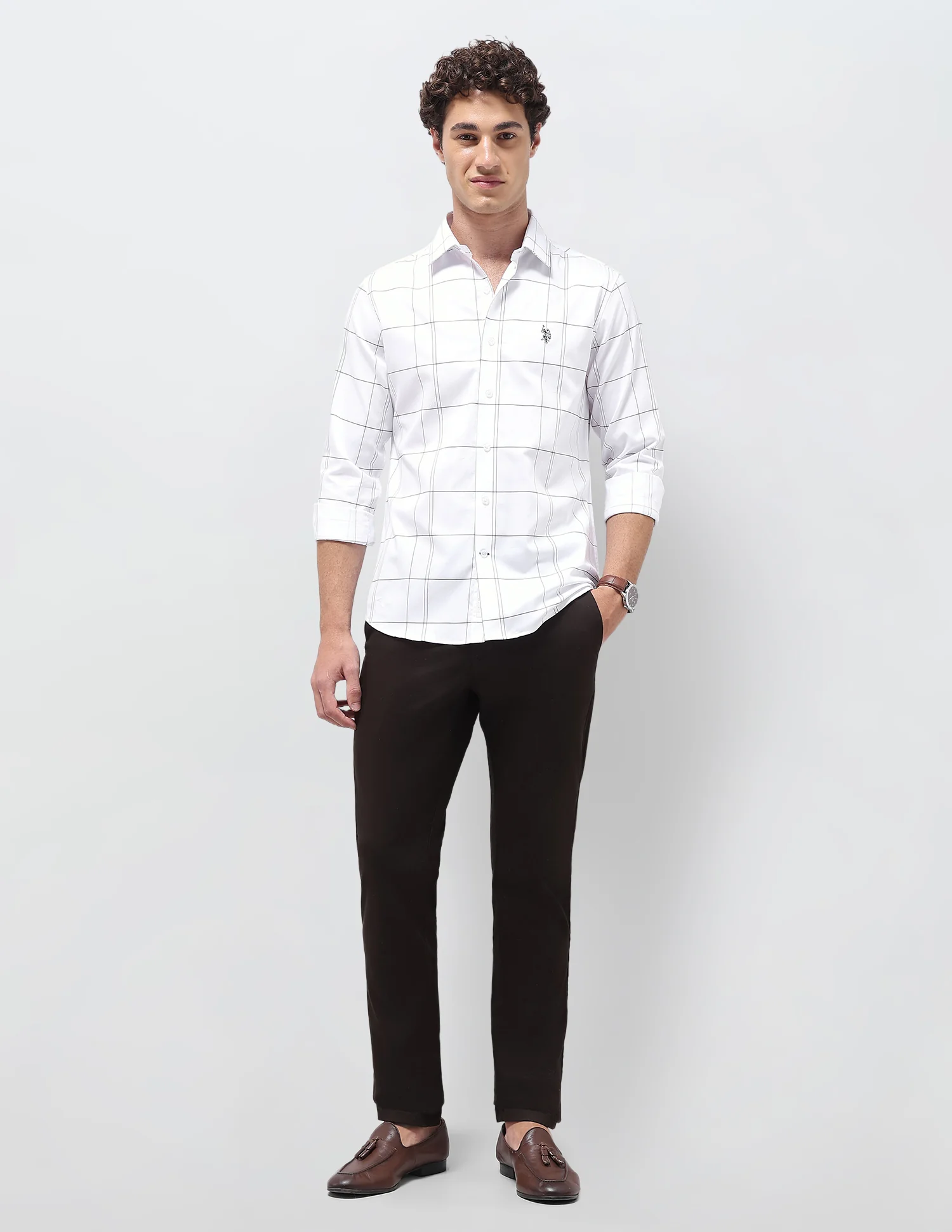 Windowpane Checked Satin Shirt - Image 3