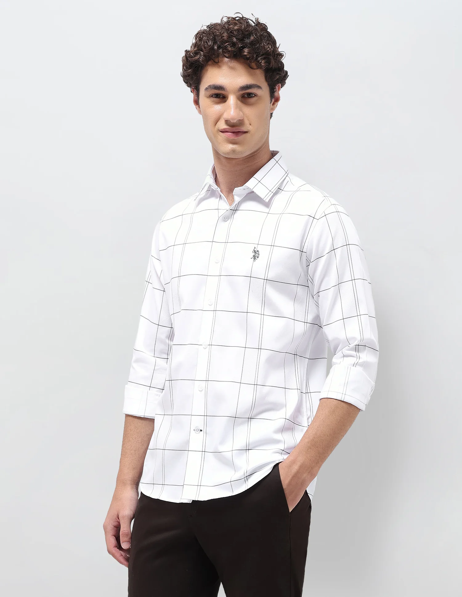 Windowpane Checked Satin Shirt - Image 4