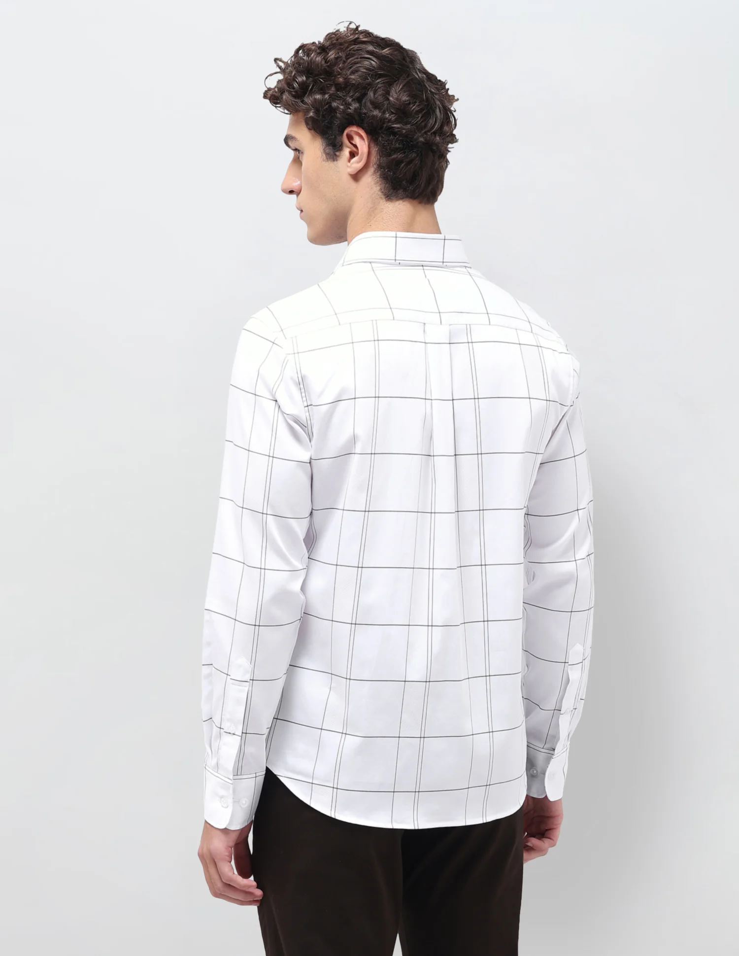 Windowpane Checked Satin Shirt - Image 5