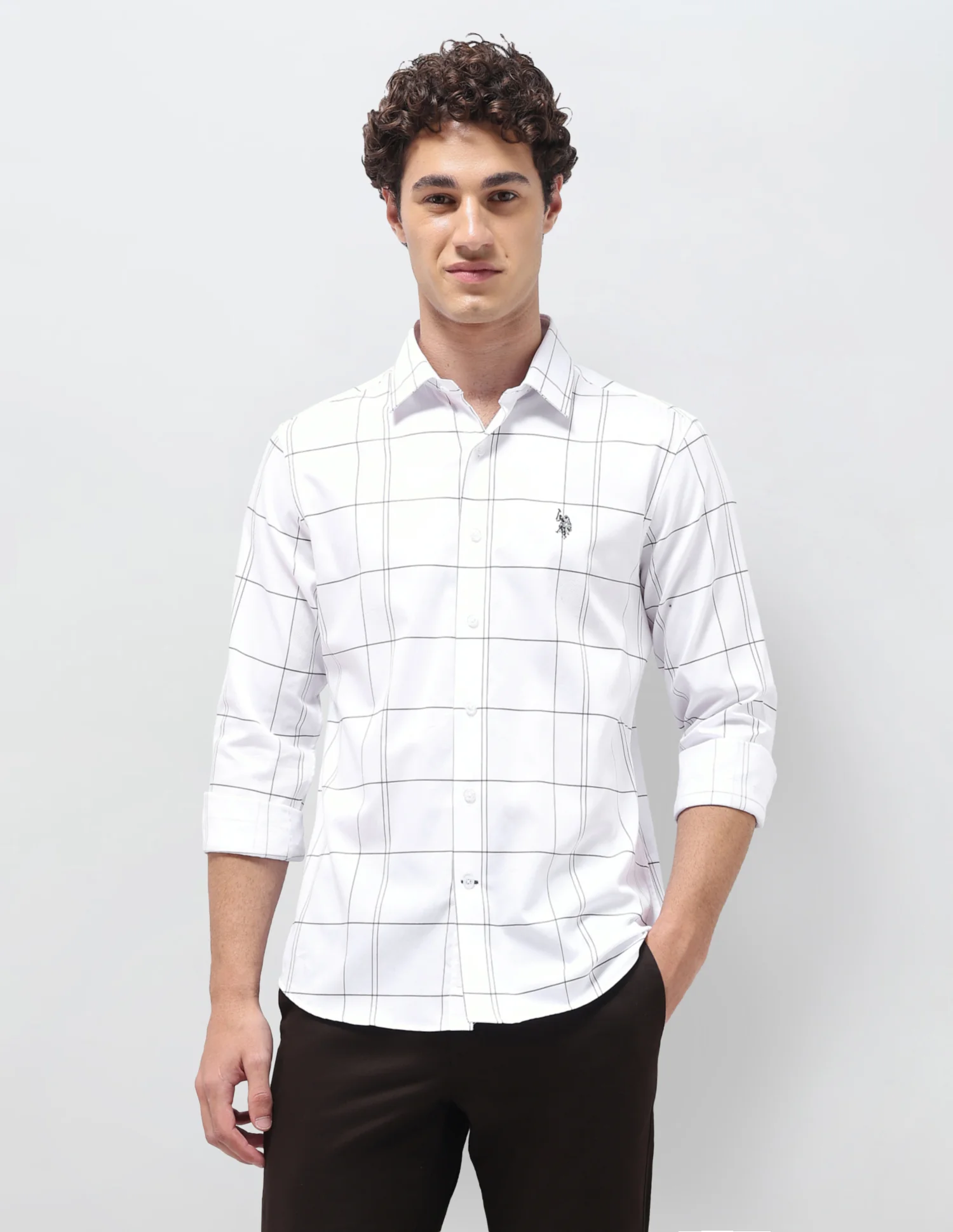 Windowpane Checked Satin Shirt - Image 6