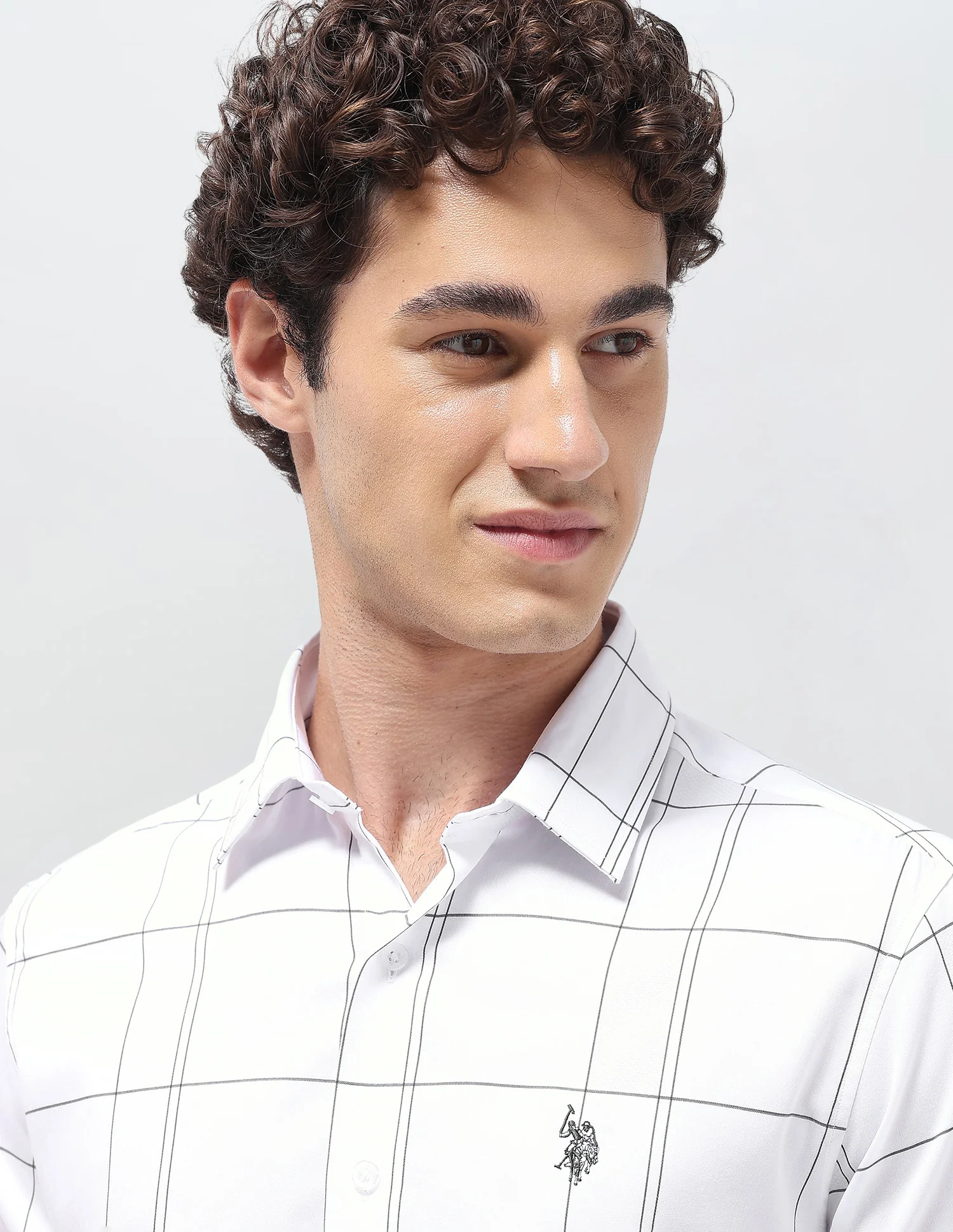 Windowpane Checked Satin Shirt - Image 7