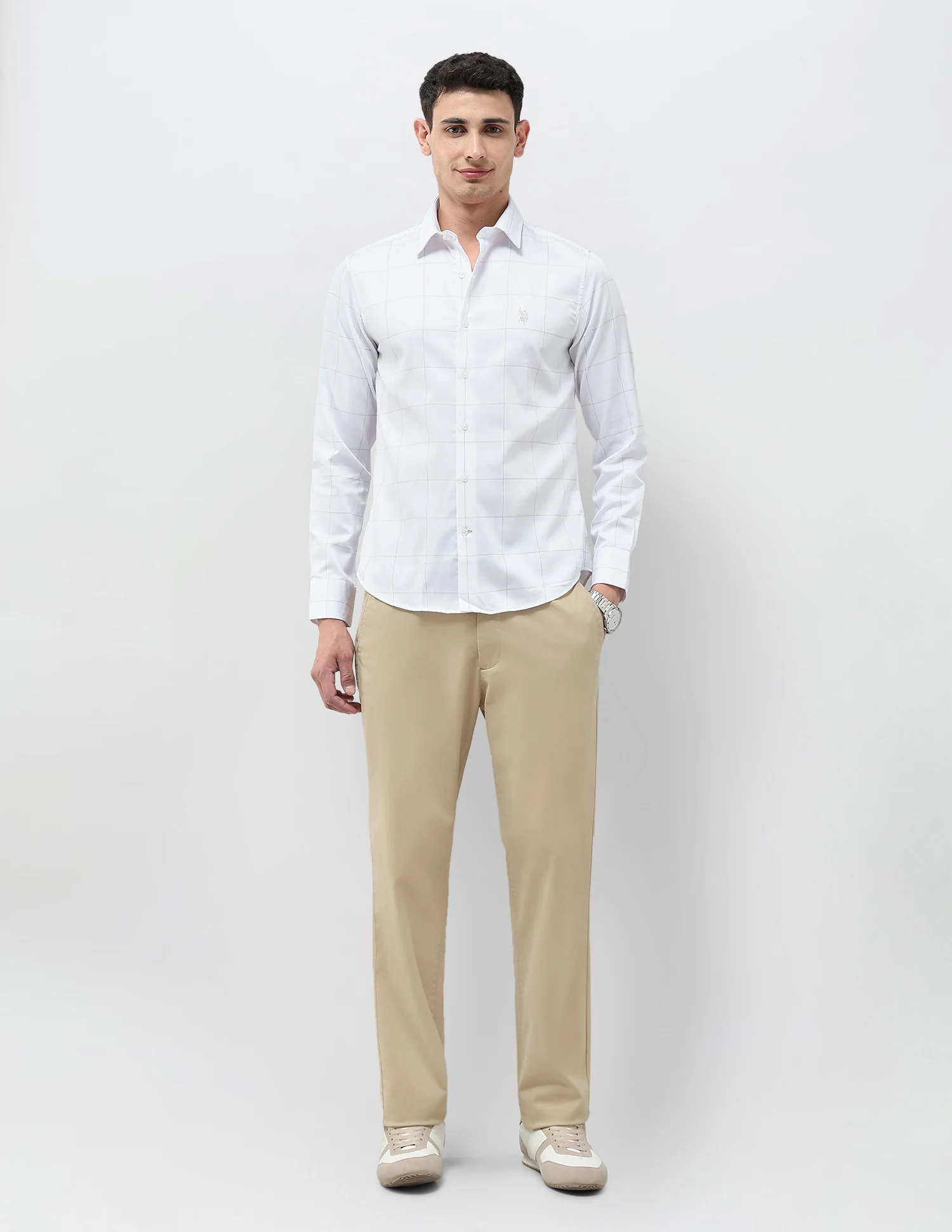 Windowpane Checked Tailored Fit Shirt - Image 3